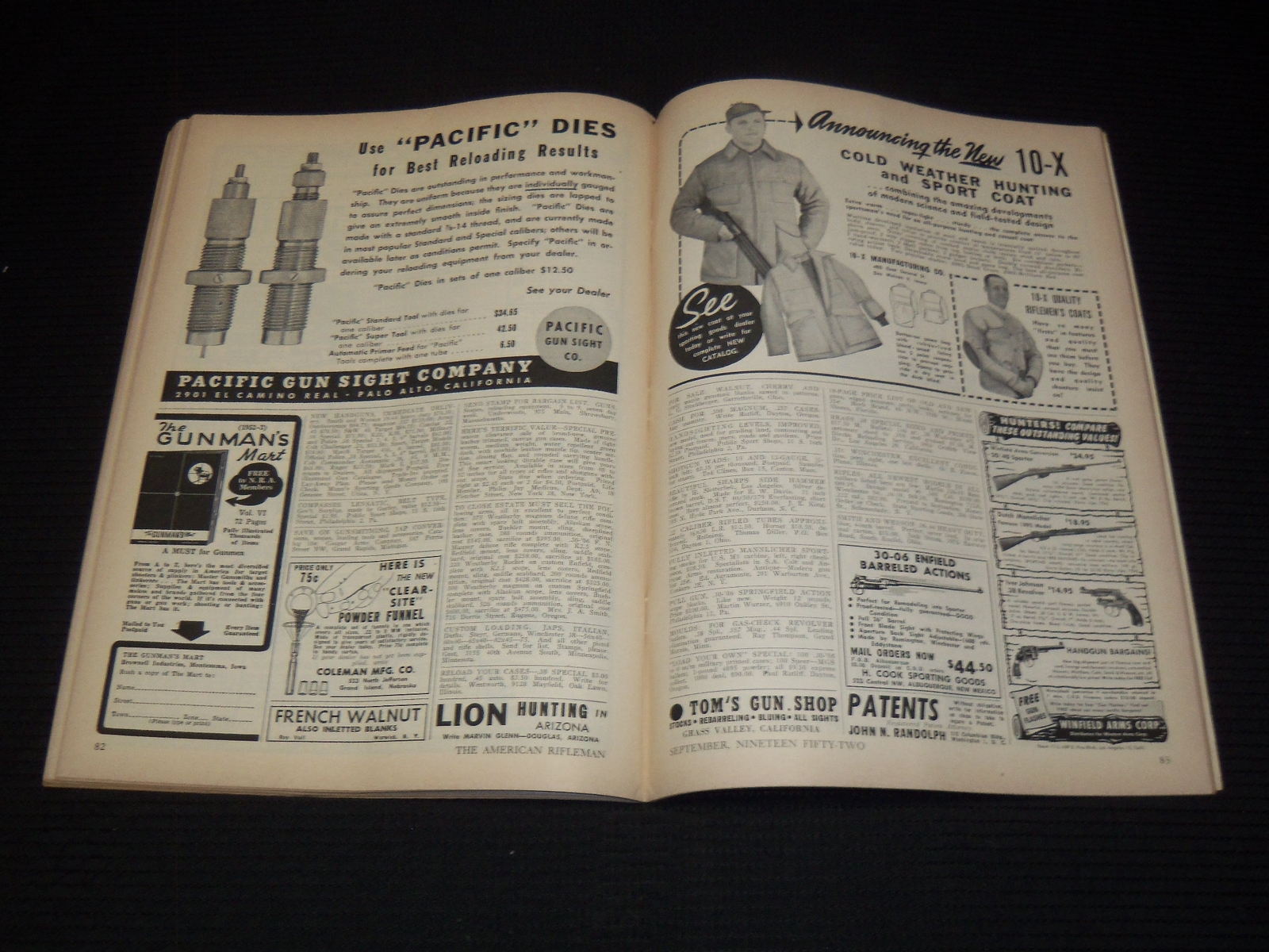 1952 THE AMERICAN RIFLEMAN MAGAZINES LOT OF 11 ISSUES – NICE COVERS – WR 104G