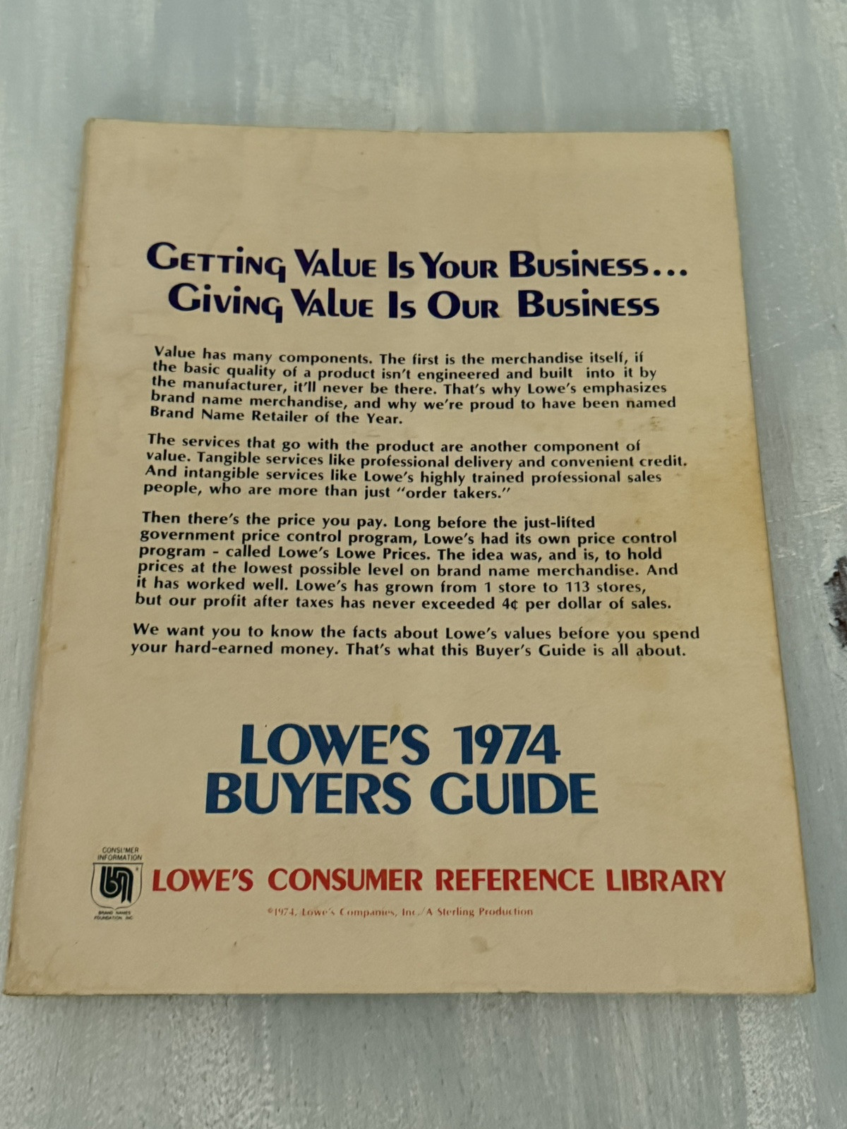 LOWE’S 1974 Buyer’s Guide Catalog Home Improvement Hardware Lumber Lights