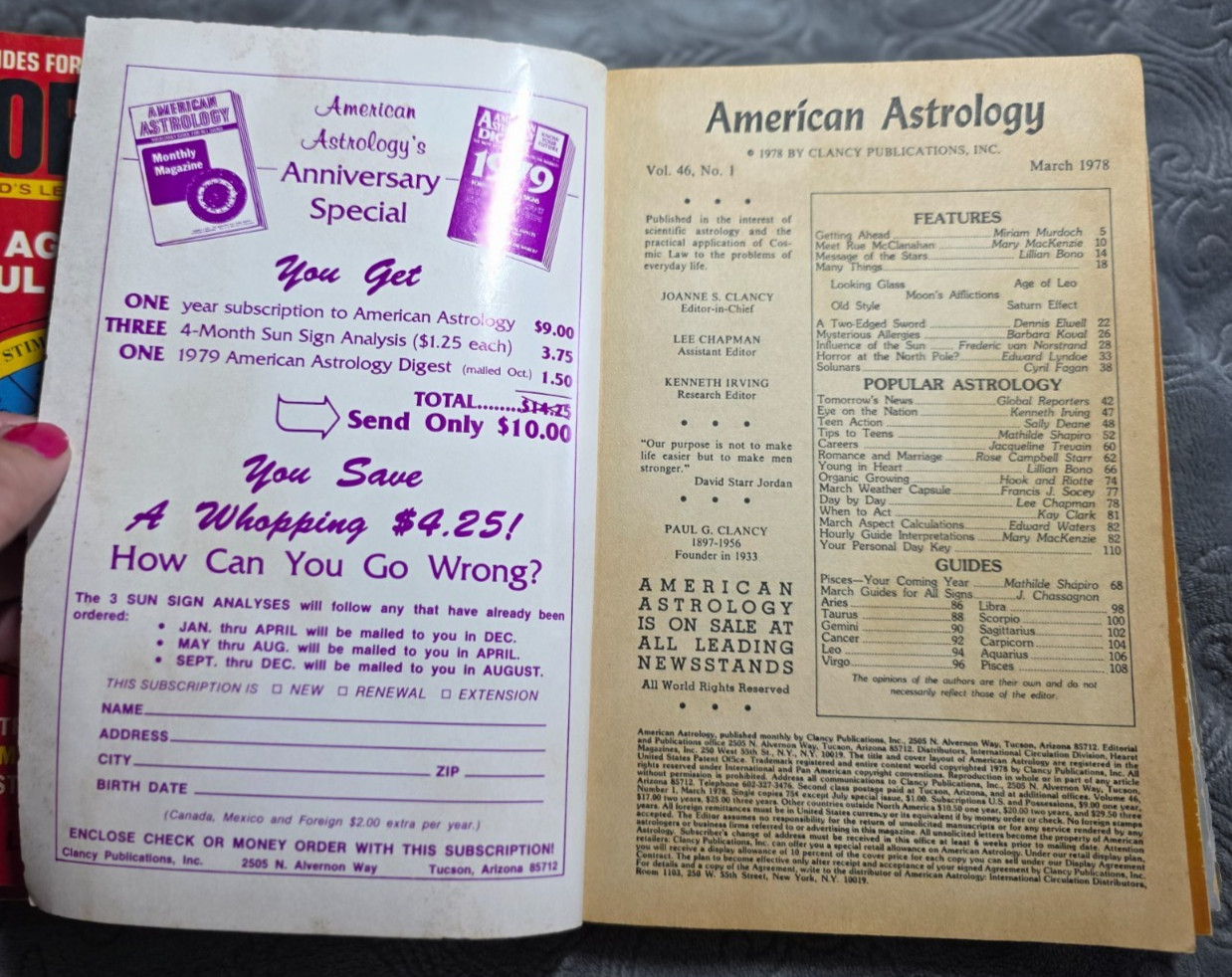 Horoscope & American Astrology 1976-1978 Magazine LOT of 10 Psychic Zodiac Vint.
