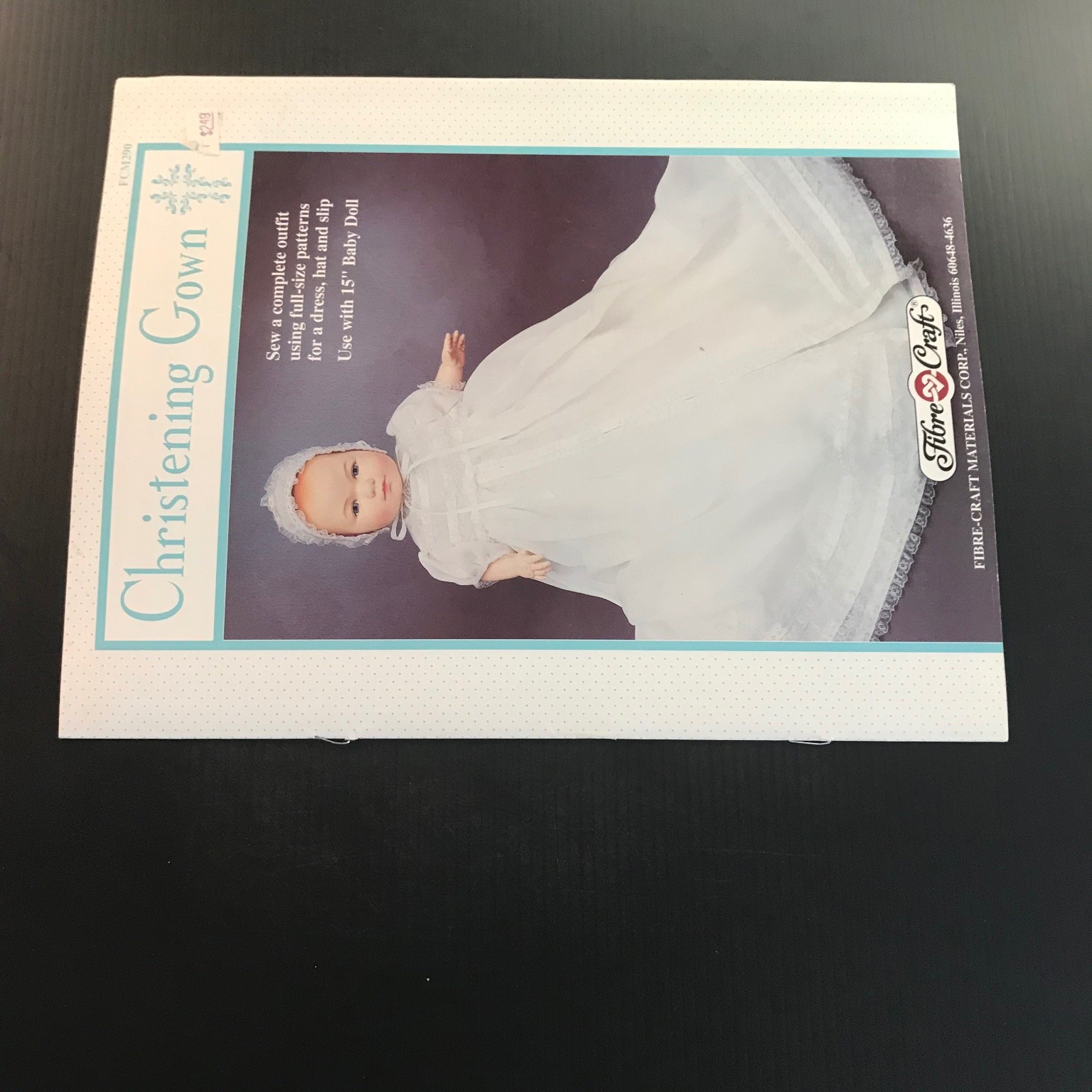 Christening Gown Fibre-Craft FCM290 1992 Doll Clothes Pattern Baby Doll Outfit