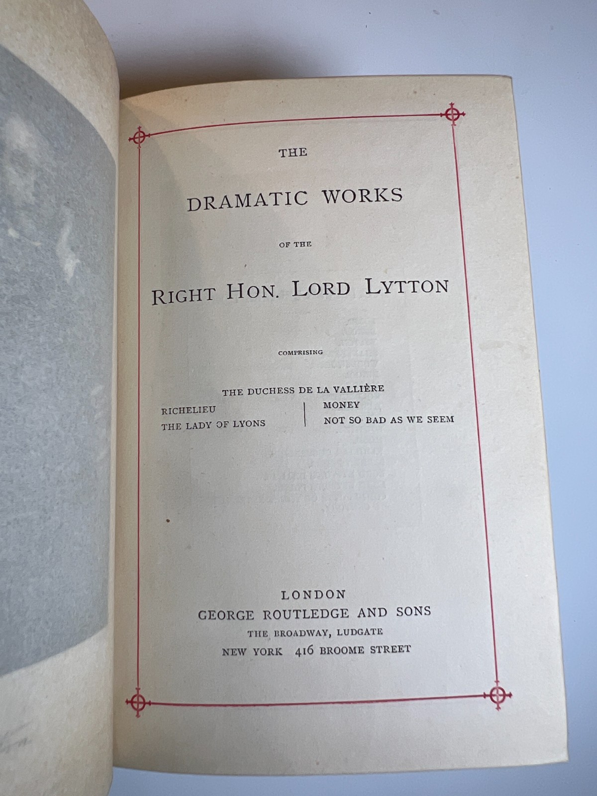 Lytton’s Dramas Victorian Decorative Book 1800s Routledge Cover Ornate Gilded