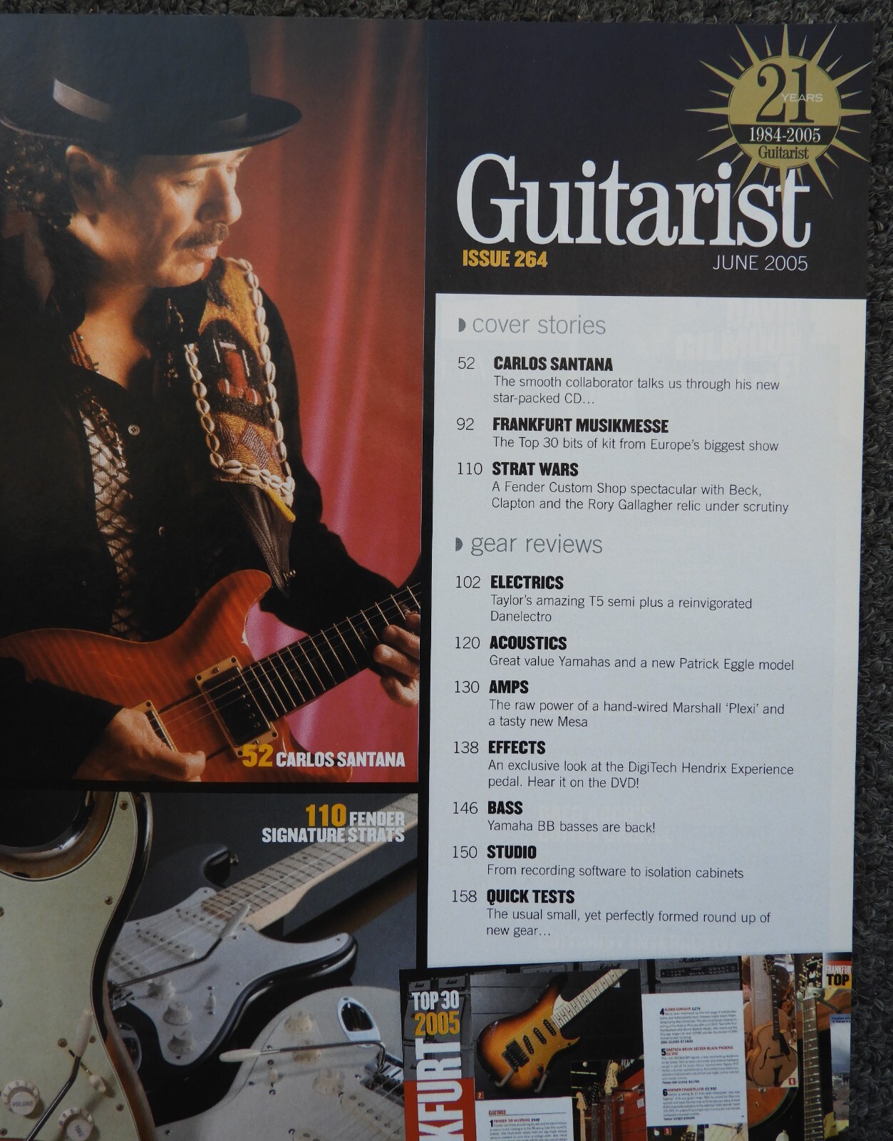 Guitarist Magazine Carlos Santana – June 2005 – Number 264- 226 pages VGC