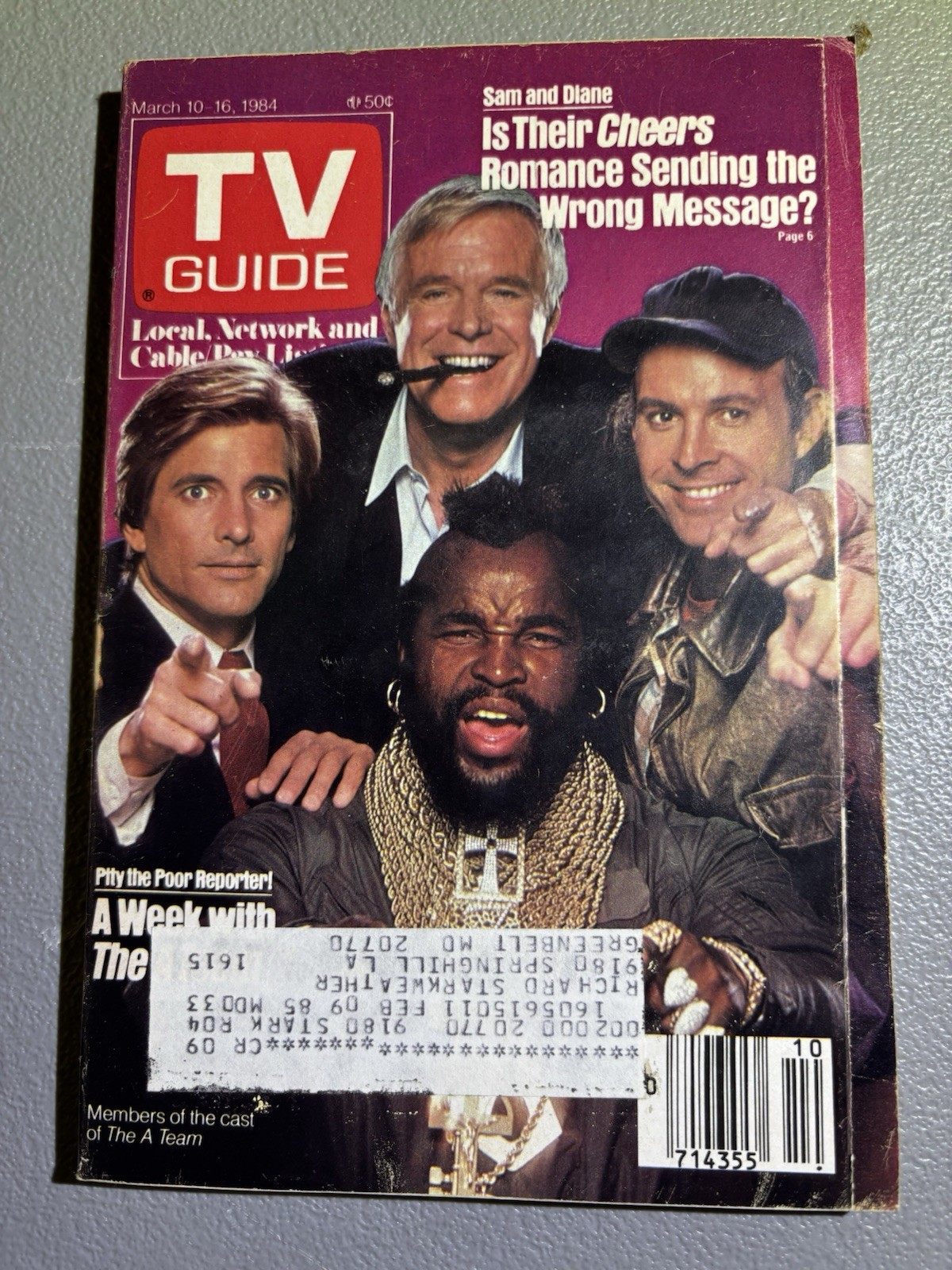 TV Guide March 10-16 1984 The A-Team BA Bracus Mr T Sam and Dlane ENE