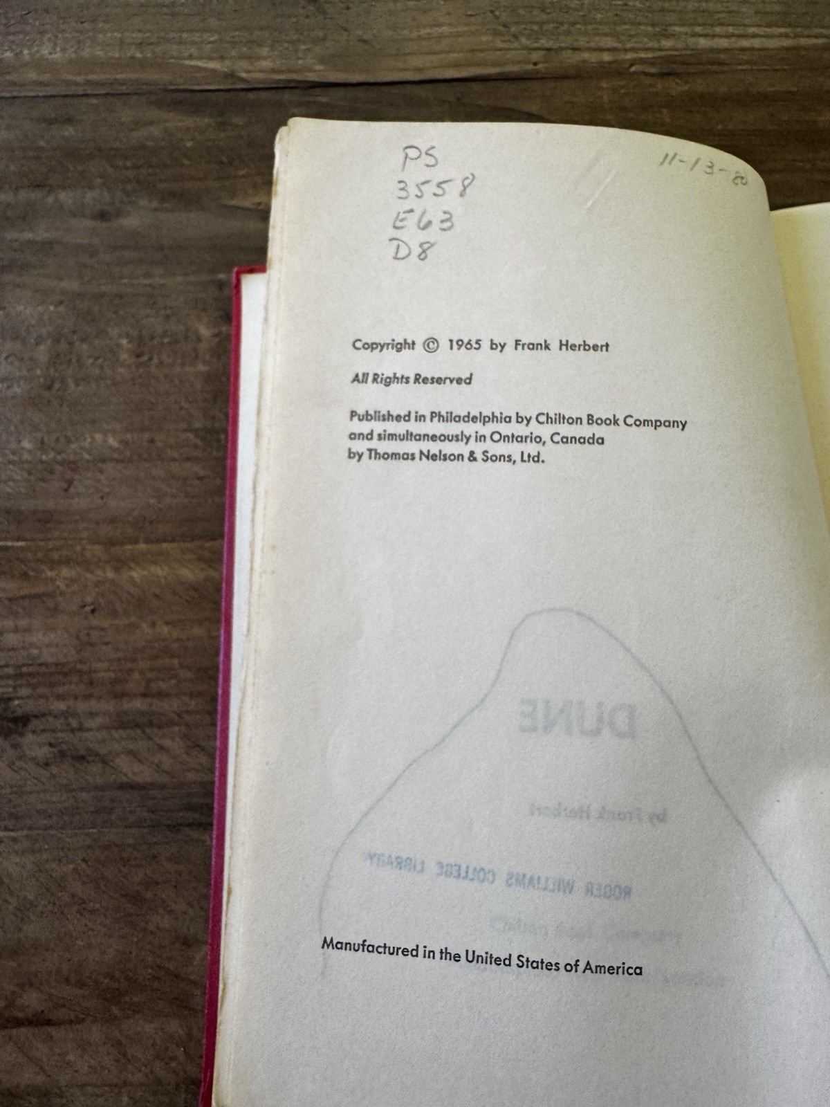 Frank Herbert Dune Hardcover Book Club Edition (BCE) 47M Gutter Code Reading Cop