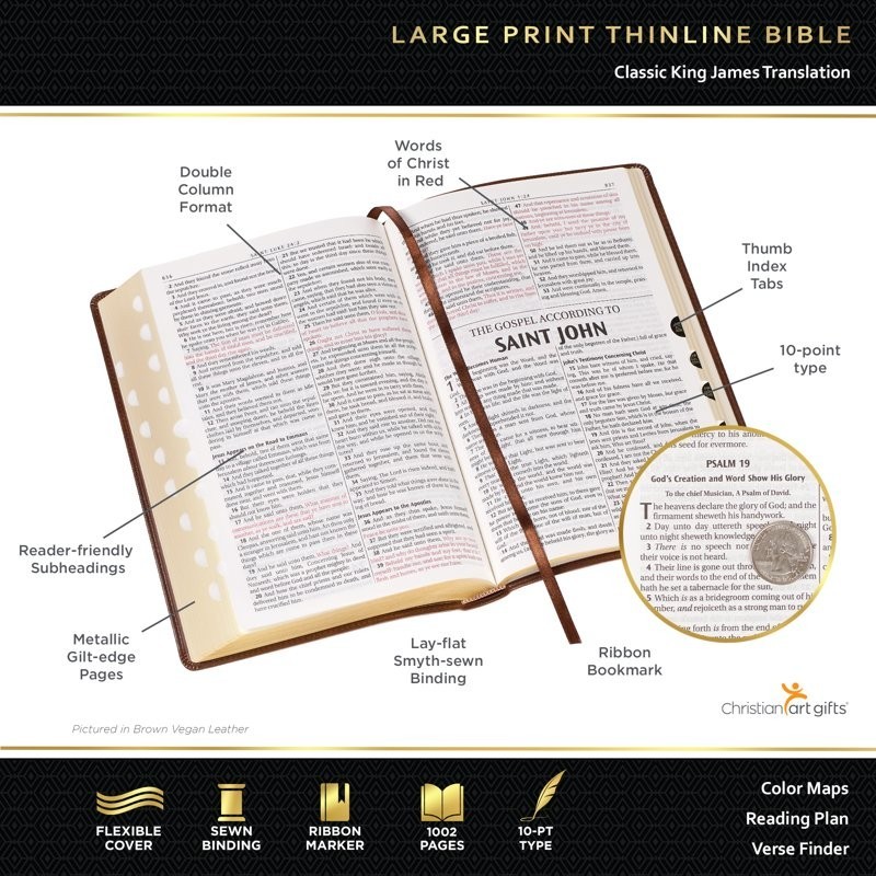 KJV Large Print Thinline Bible Black Zipper Indexed BRAND NEW in Shrink Wrap!!!