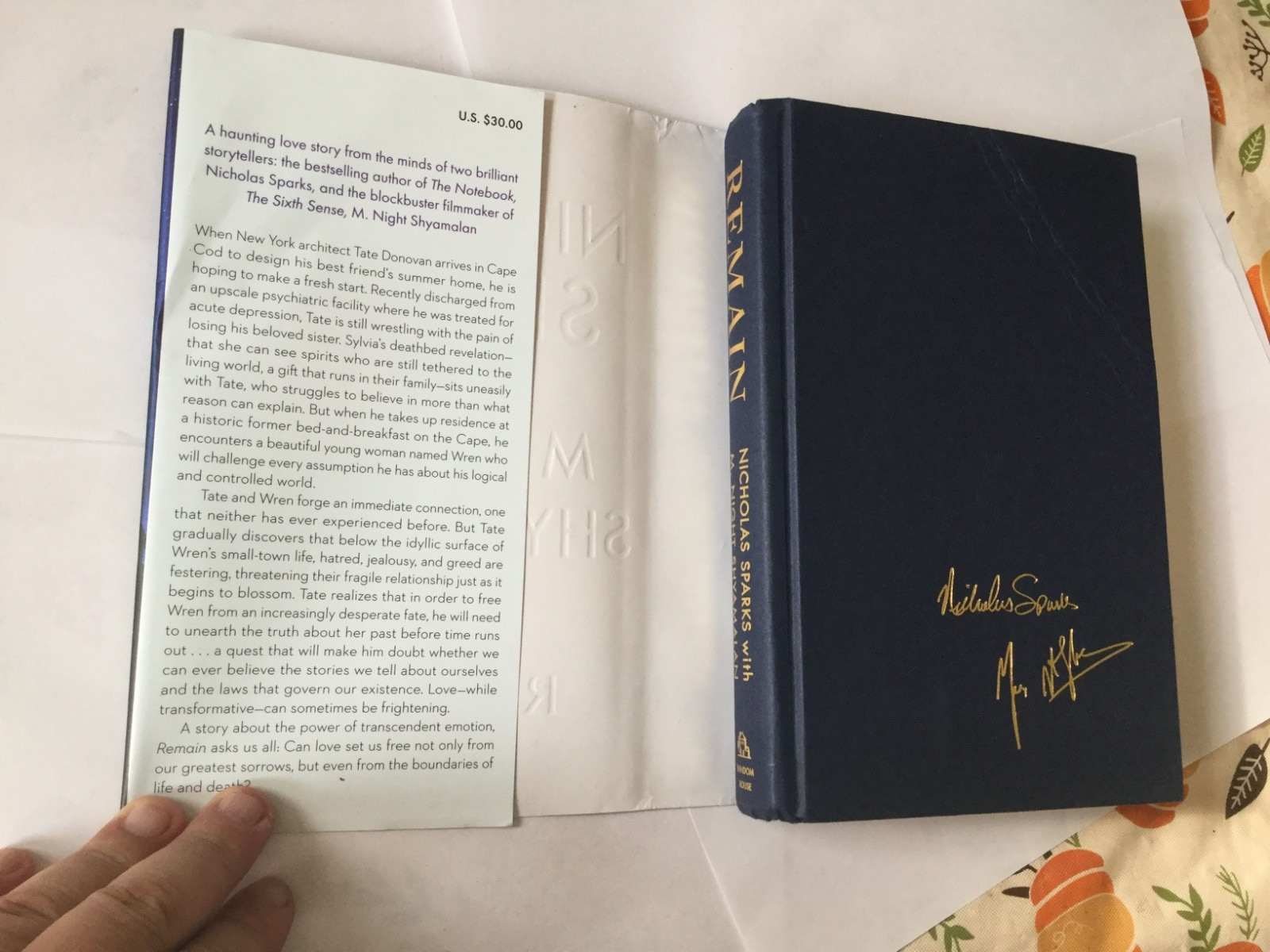 REMAIN by Nicholas Sparks and M. Night Shyamalan hardcover GOOD