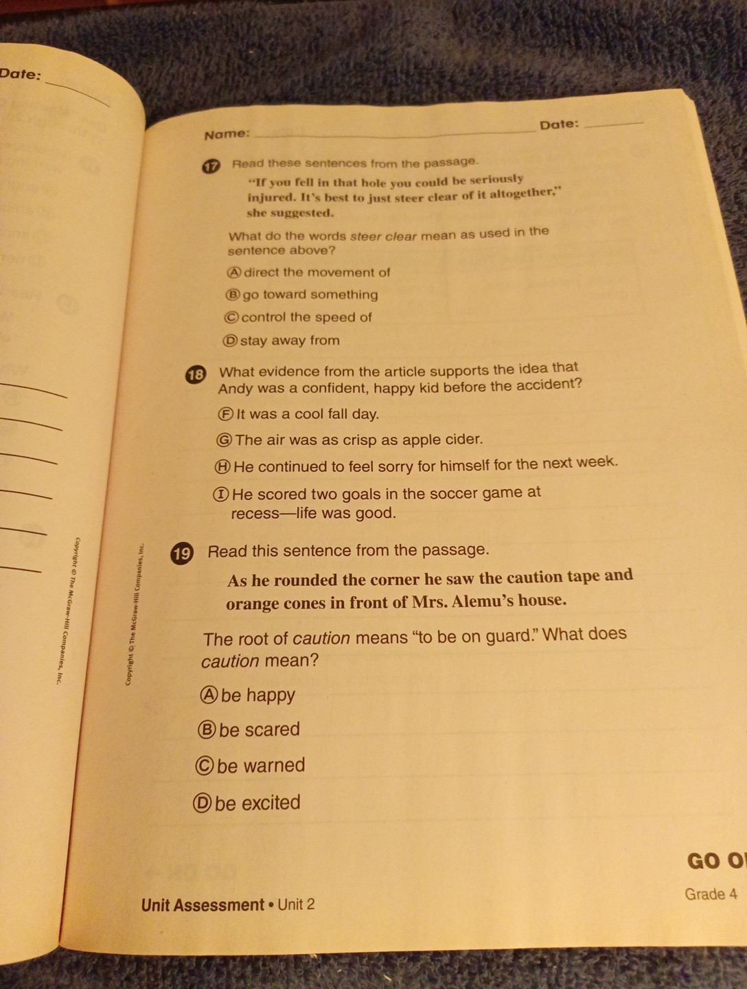 Wonders Unit Assessments Workbook, Grade 4 Homeschool Reading