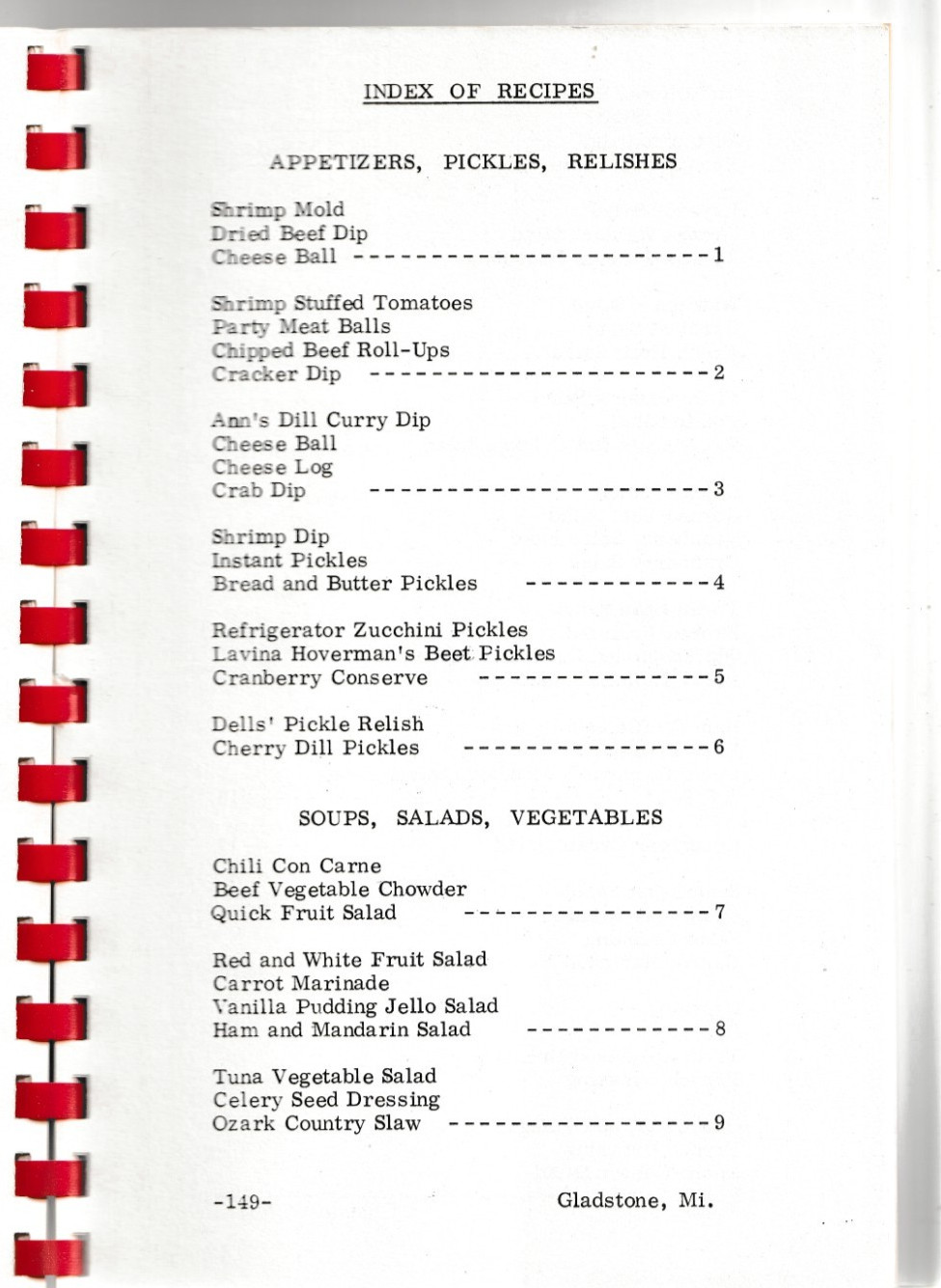 MEMORIAL UNITED METHODIST CHURCH WOMEN 1978 COOKBOOK Gladstone MI 161 pages