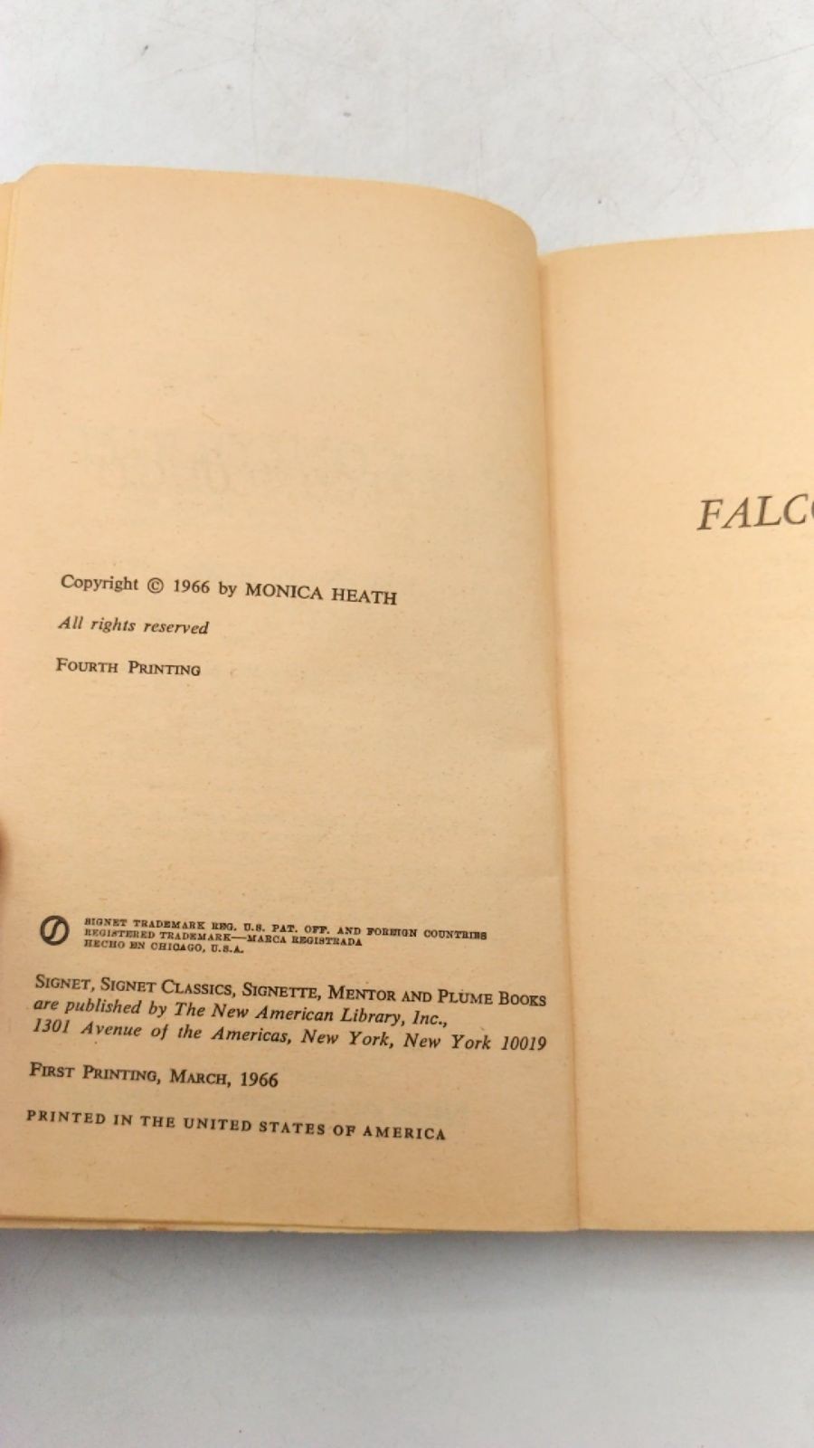 Falconlough Monica Heath Paperback Fourth Printing 1966
