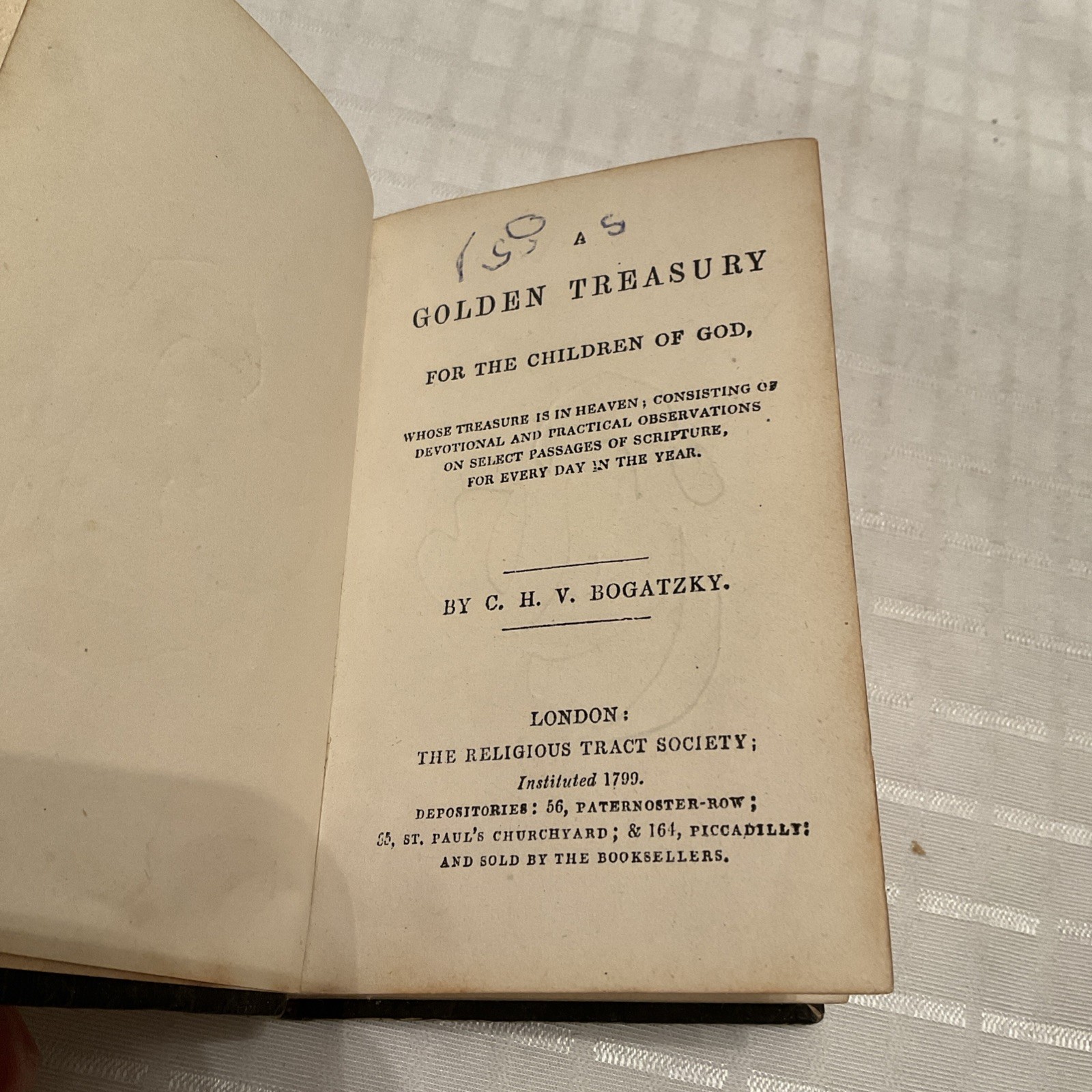 Bogatzy Golden Treasury For the Children of God 1799 Mini 431 Pages 11cm x 7.5cm