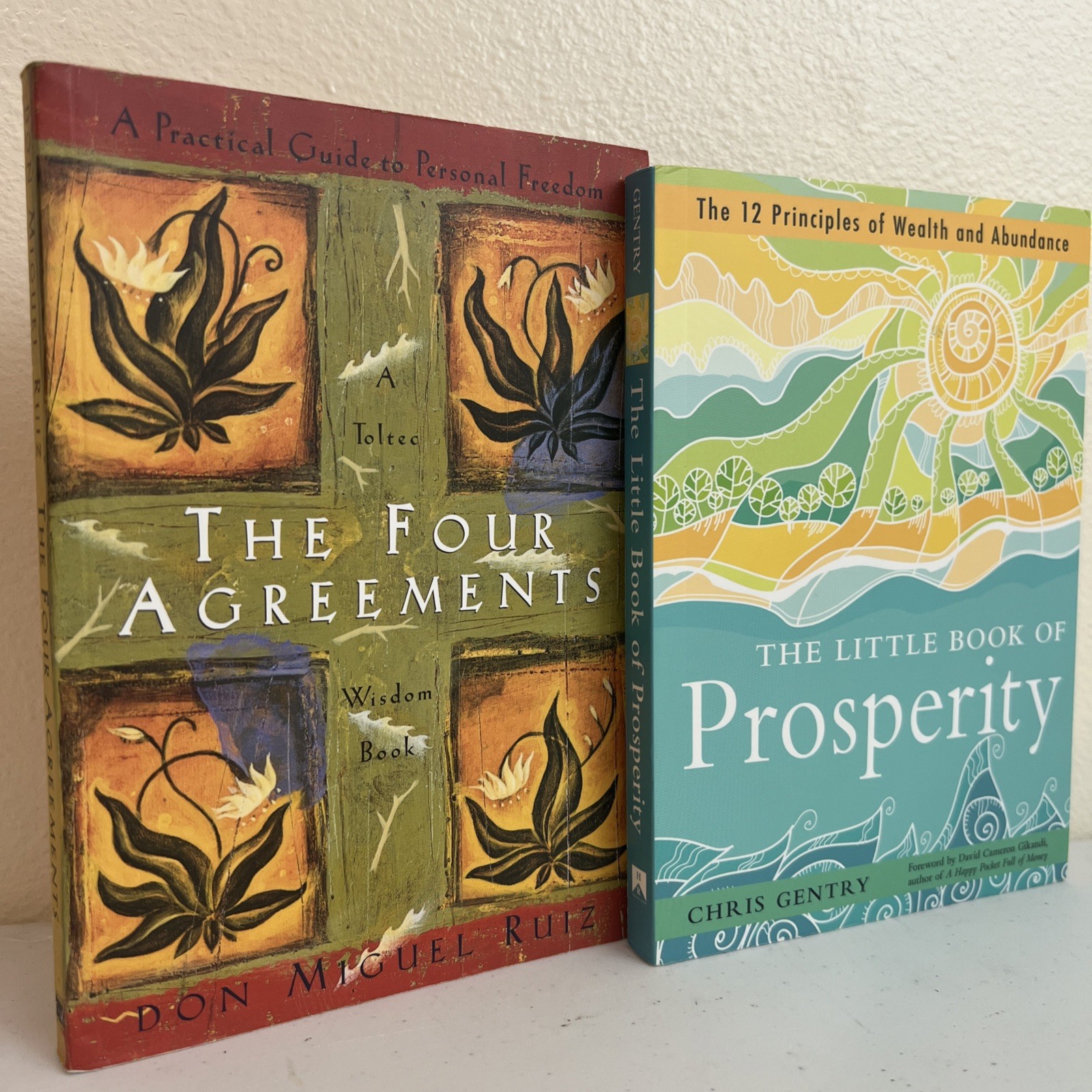 The Four Agreements + Little Book of Prosperity 2 Book Set Wealth Mindset Bundle