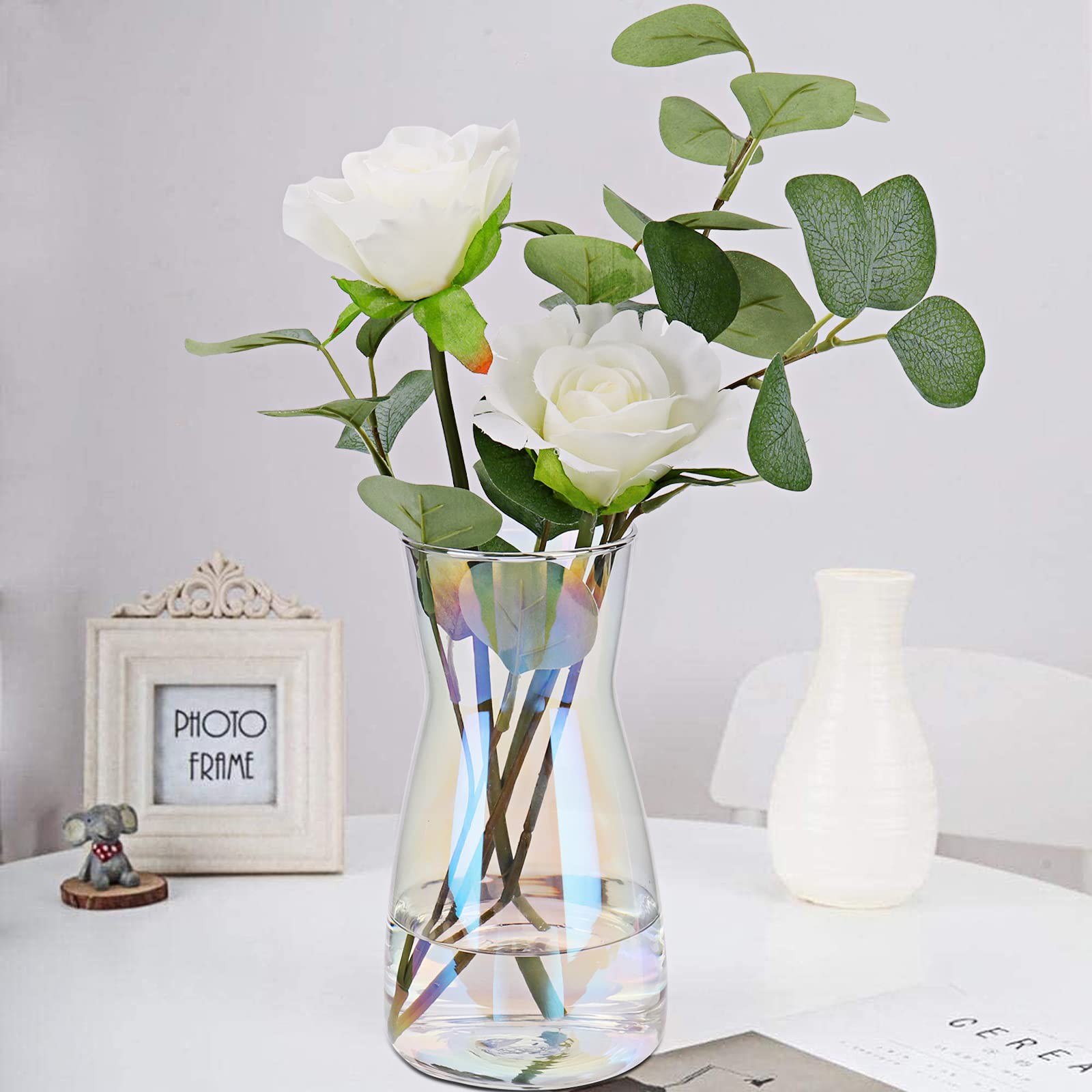 8 inch Iridescent Glass Flower Vases for 8 inches (Height),