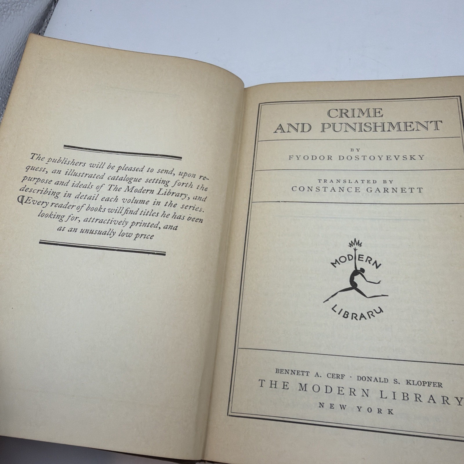 Crime and Punishment Dostoyevsky First Modern Library #151