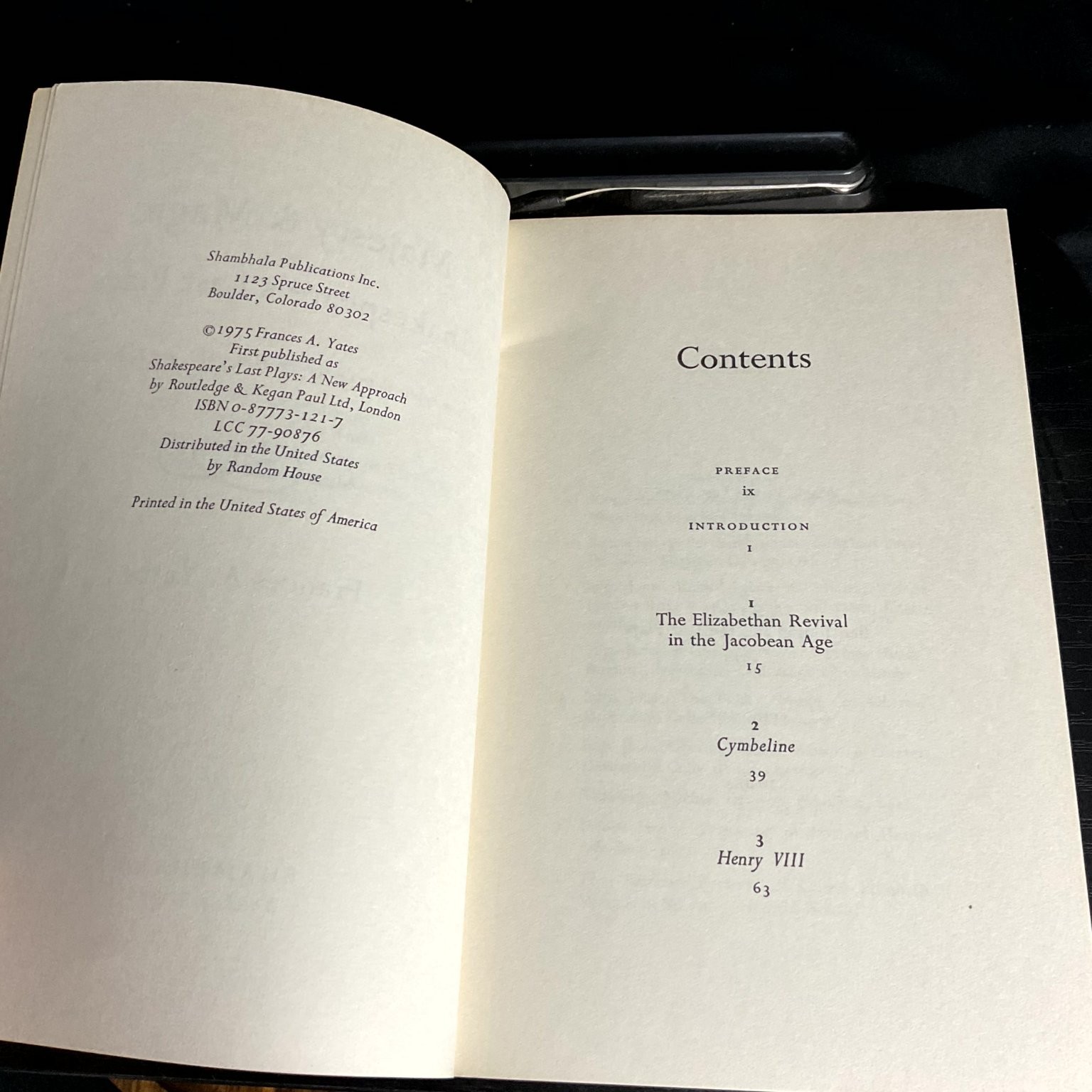 Majesty & Magic in Shakespeare’s Last Plays Frances A. Yates 1978 Illustrated
