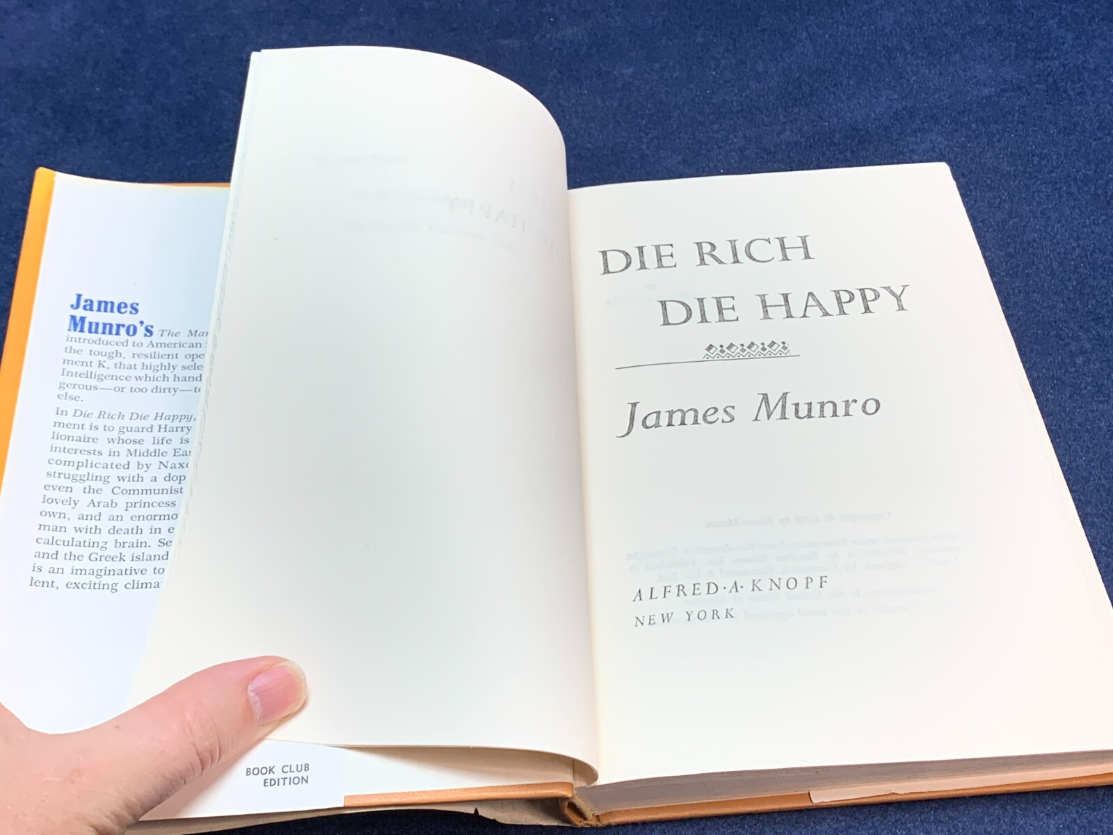 DIE RICH DIE HAPPY by James Munro 1965 1st Edition HARDCOVER SUSPENSE NOVEL