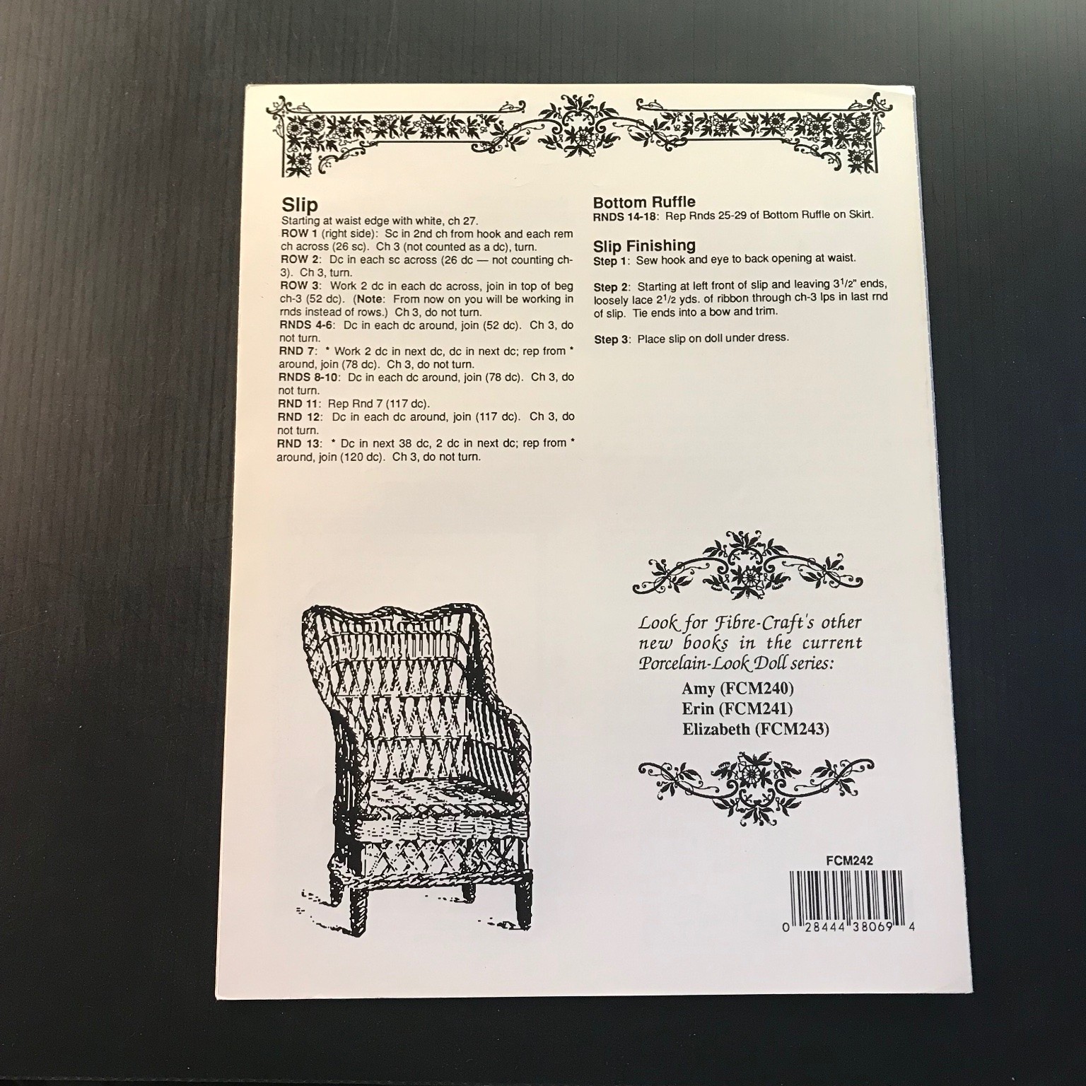 Rebecca Crochet Pattern Book 11.5″ Porcelain Doll Dress FCM242 1991