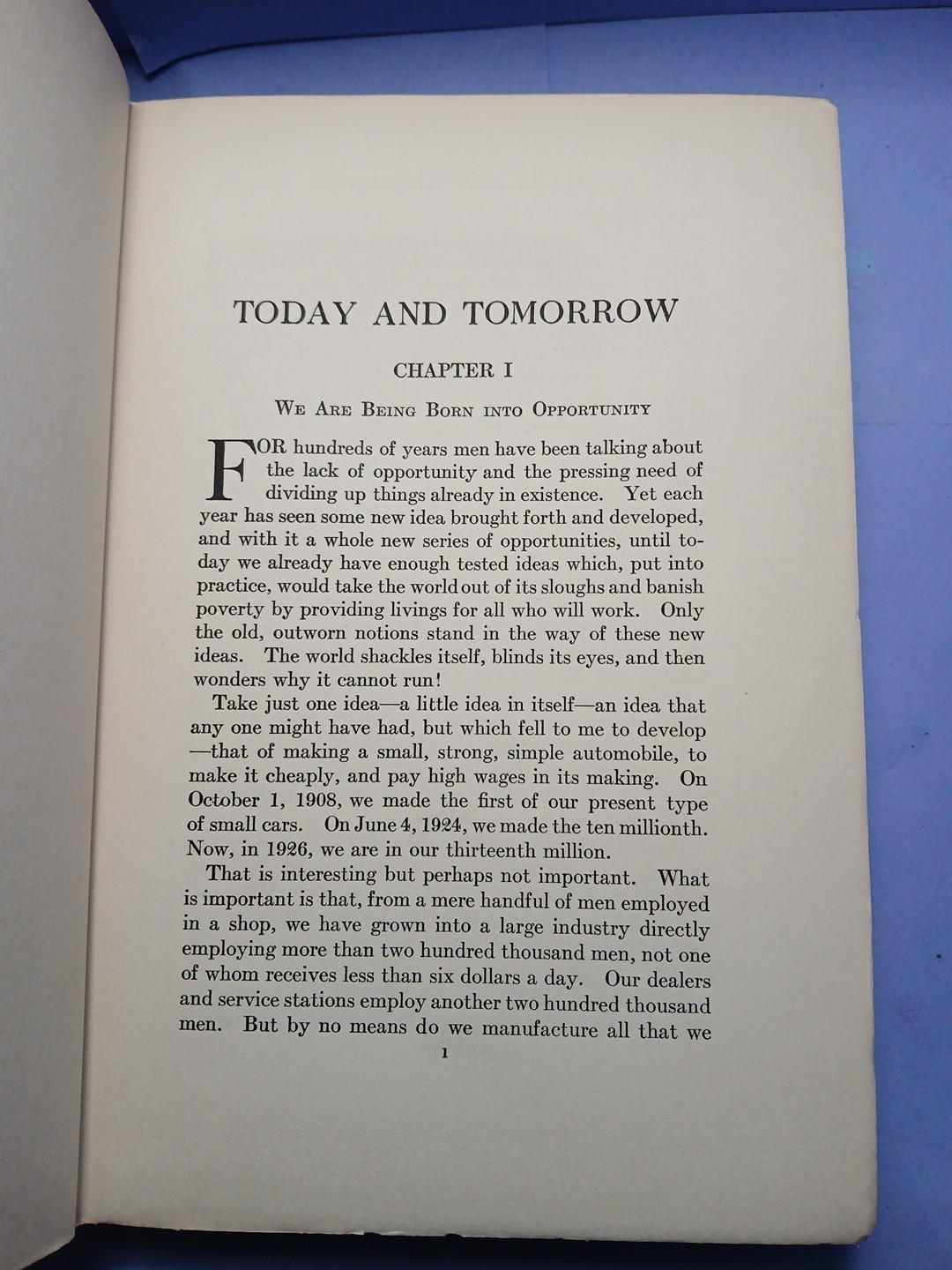 1926 1st Edition of Today and Tomorrow by Henry Ford Doubleday Hardcover
