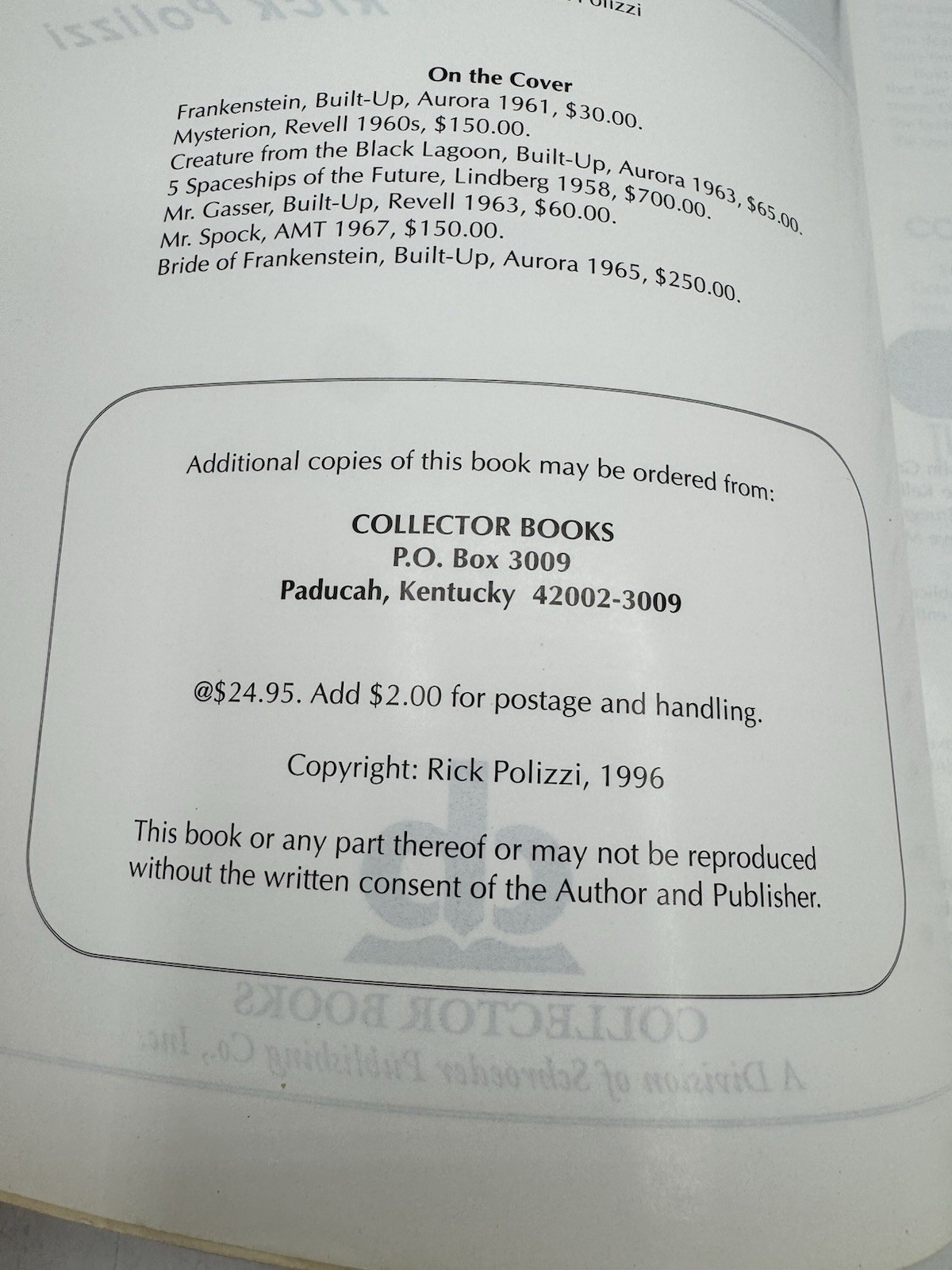 Classic Plastic Model Kits Identification & Value Guide 1996 Rick Polizzi PB