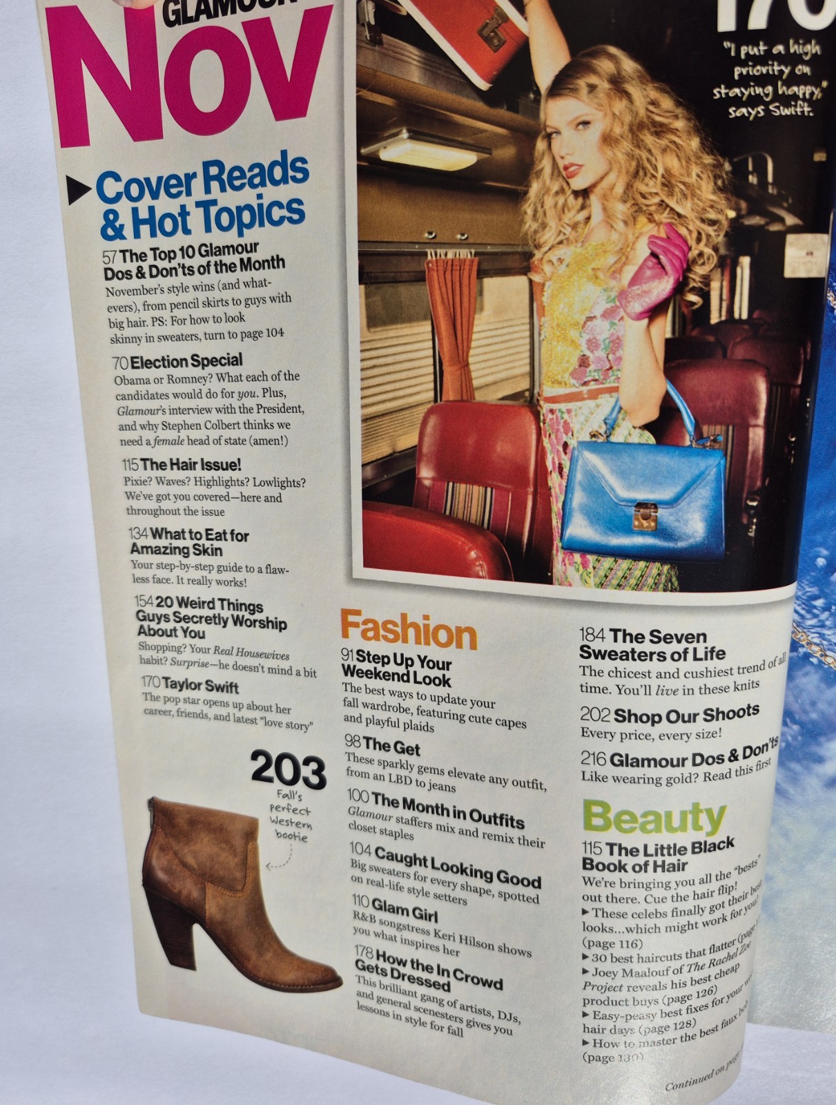 Glamour Magazine November 2012 Taylor Swift No Label Newsstand Red Lips VG+
