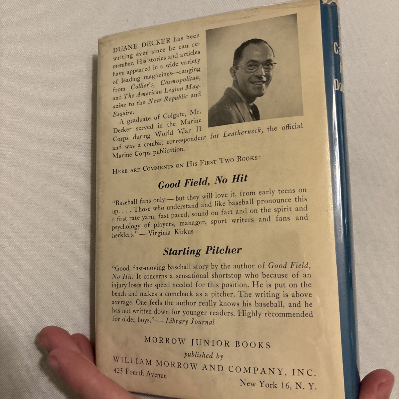 DUANE DECKER Catcher From Double A 1950 First baseball book 1st Edition