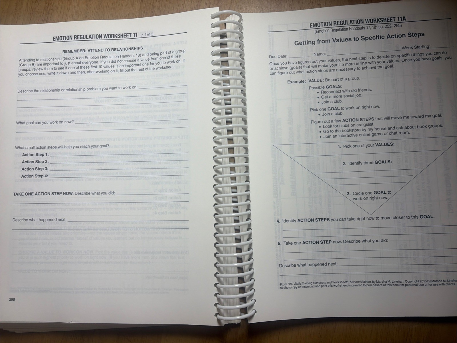 2015 Marsha Linehan DBT Skills Training 2nd Edition Handouts & Worksheets VG+