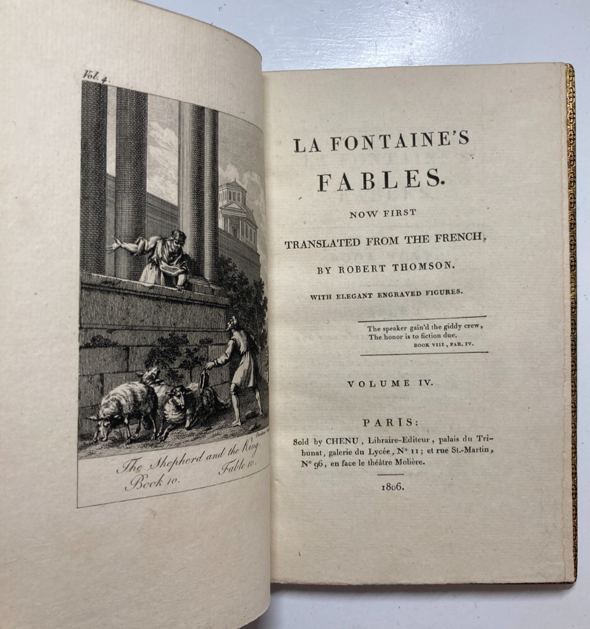 1806 La Fontaine Fables 4 Vols Taffin Signed Fine Morocco Leather Plates Uncut