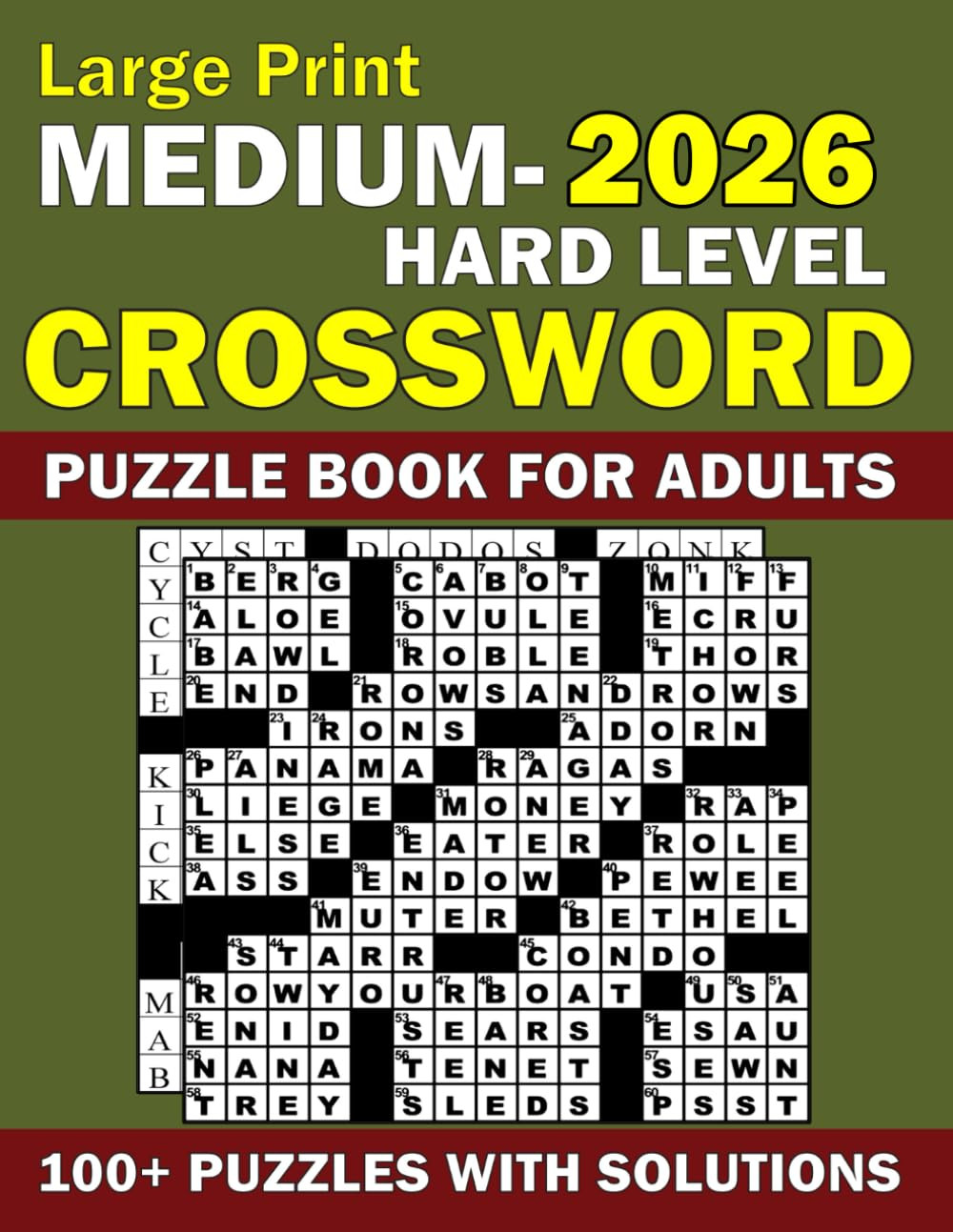 Large Print Medium Hard Level Crossword Puzzle Book for Adults: Large Print