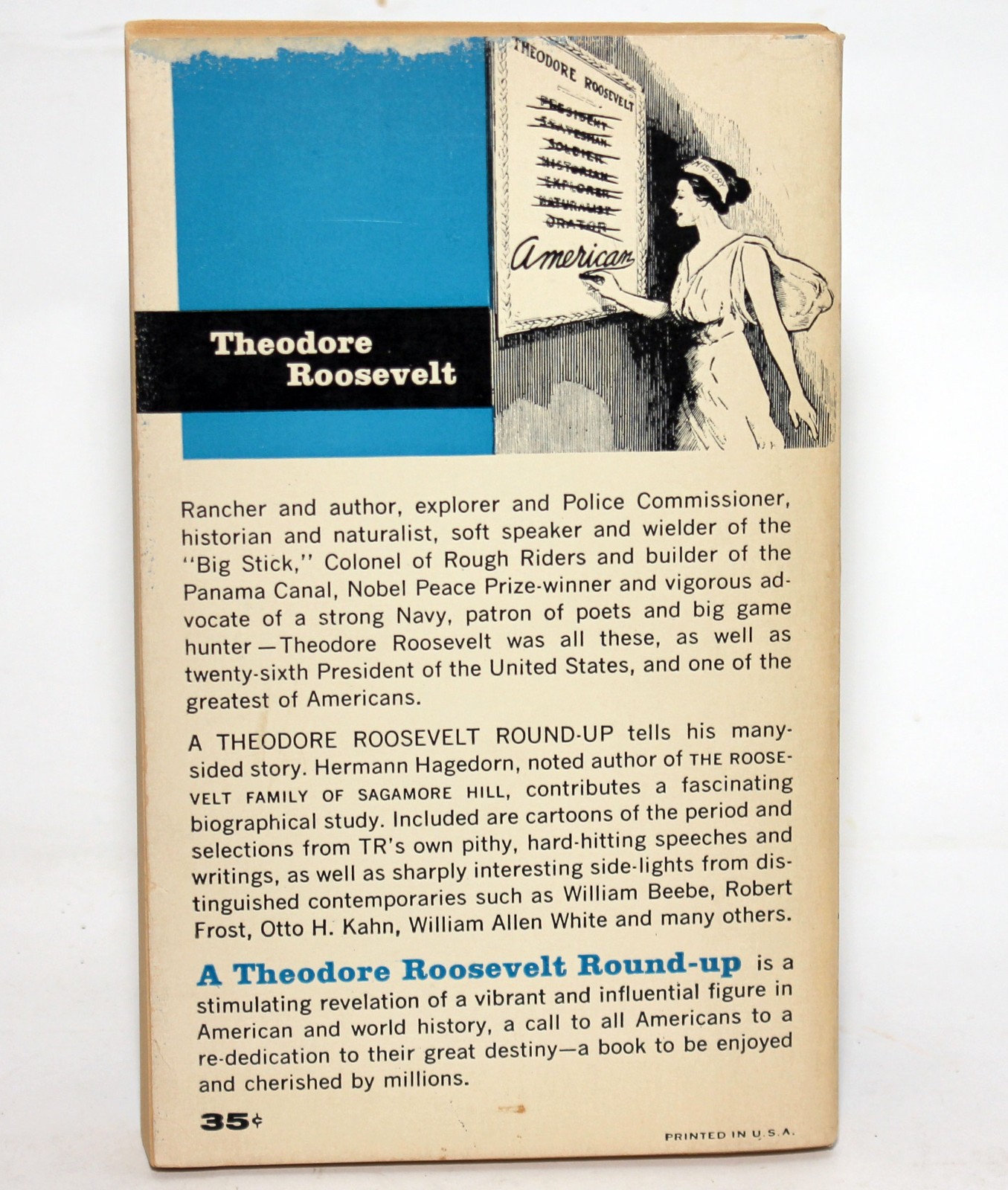 THEODORE ROOSEVELT ROUND-UP by H. Hagedorn & S Wallach 1958 1st Print Vintage PB