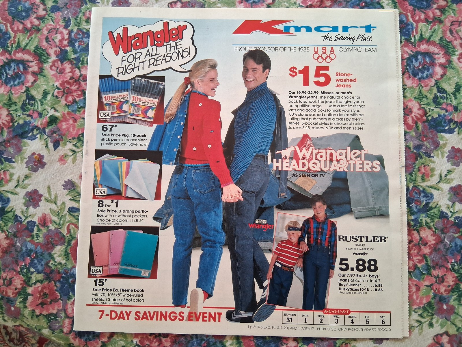 Vintage 1988 Kmart Department Store Weekly Newspaper Ad Brochure Flyer Wranglers