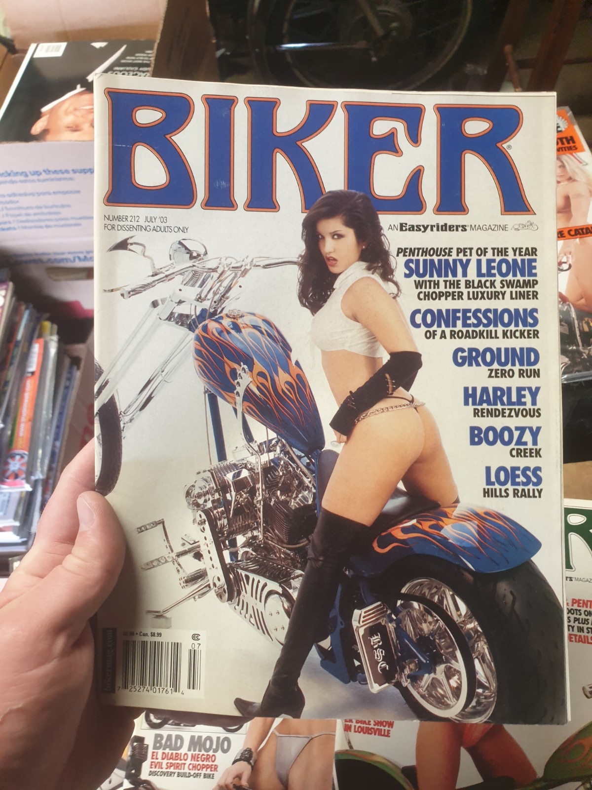 Lot 14: Vintage Biker In The Wind Custom Chopper Easyriders Magazines +Calendars