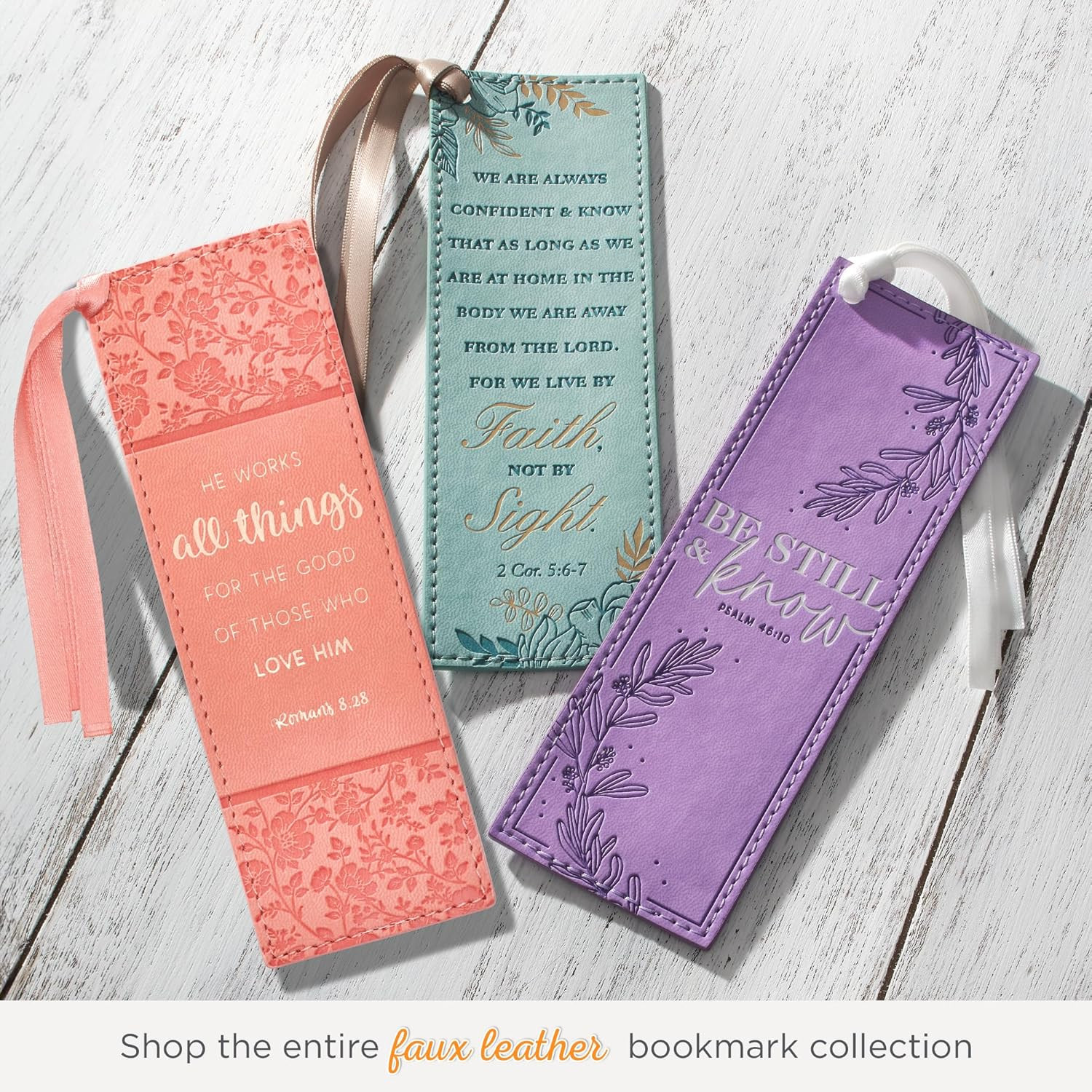 Premium Vegan Leather Scripture Bookmark for Women: He Works All Things – Roman