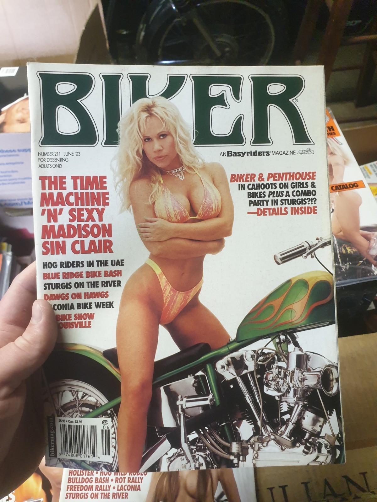 Lot 14: Vintage Biker In The Wind Custom Chopper Easyriders Magazines +Calendars