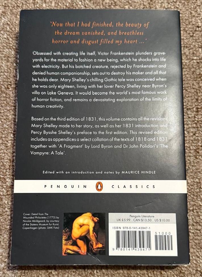 Frankenstein by Mary Shelley (ISBN: 978-0-141-43947-1)