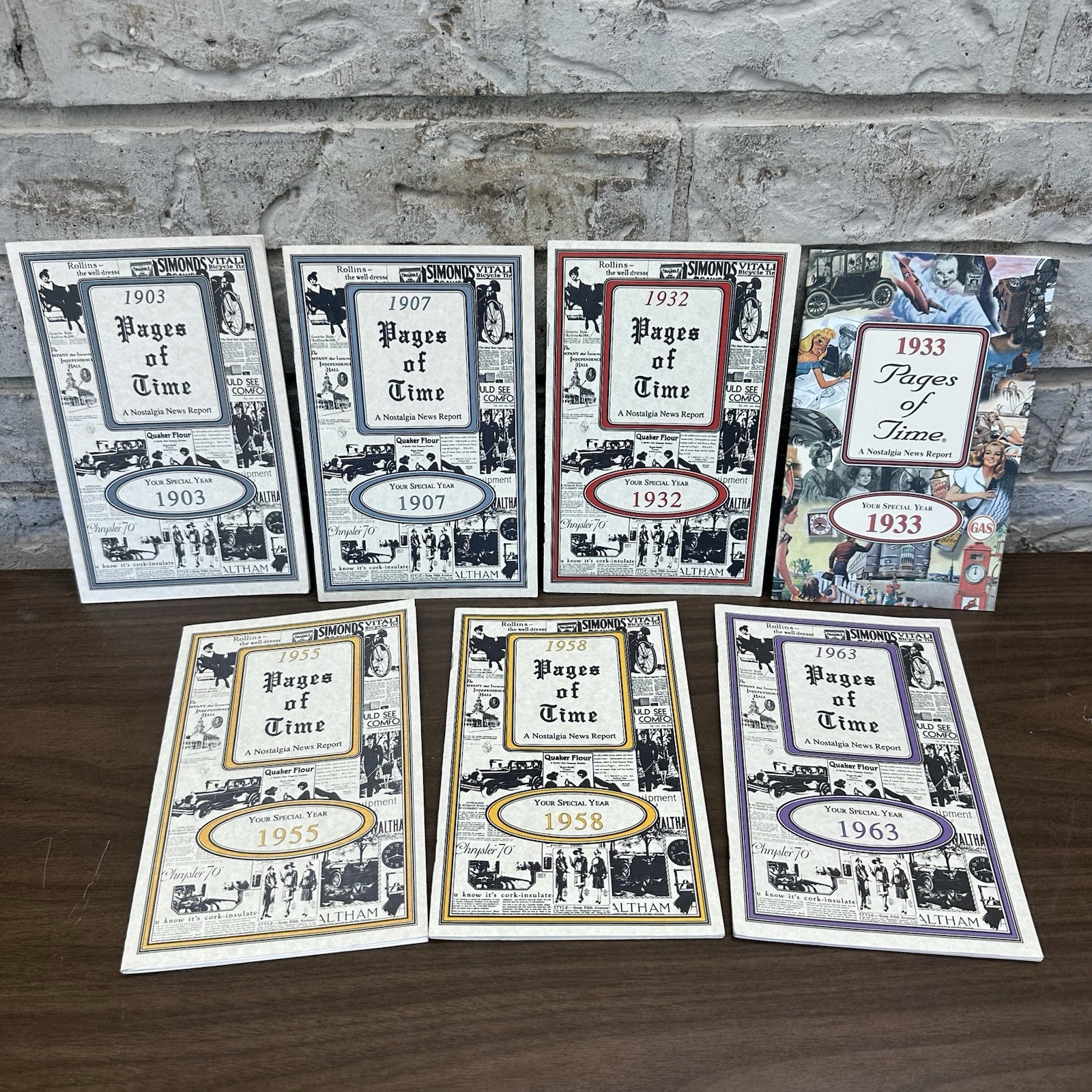 7 Year Pages Of Time Nostalgia News Report Booklet 1903, 07, 32, 33, 55, 58, 63