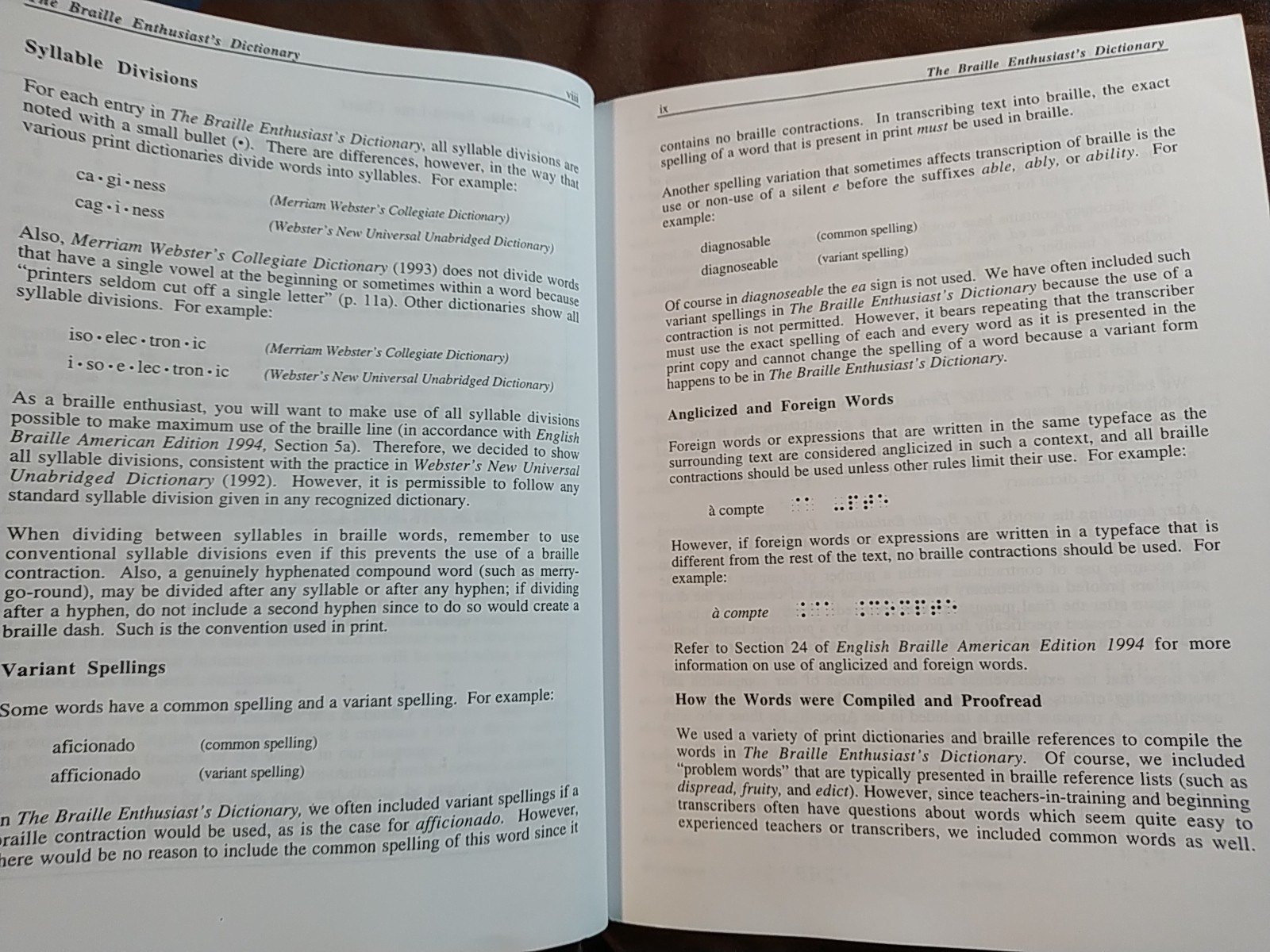 BRAILLE ENTHUSIASTS DICTIONARY 3RD ED UEB TRANSCRIPTION GUIDE FOR TEACHERS