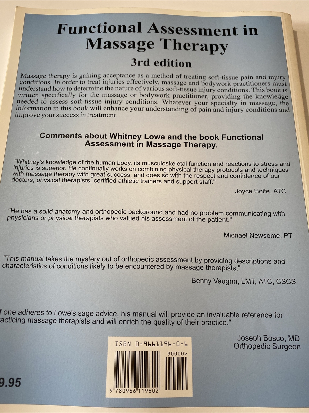 Functional Assessment in Massage Therapy by Whitney W. Lowe (1995, Trade…