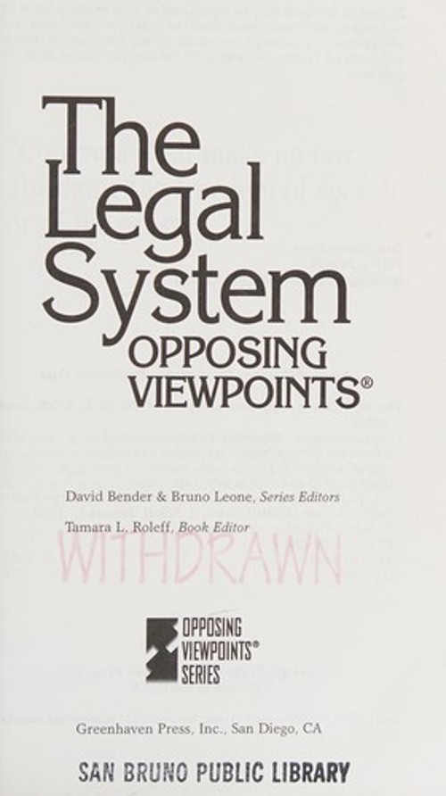 The Legal System Paperback Tamara L. Roleff