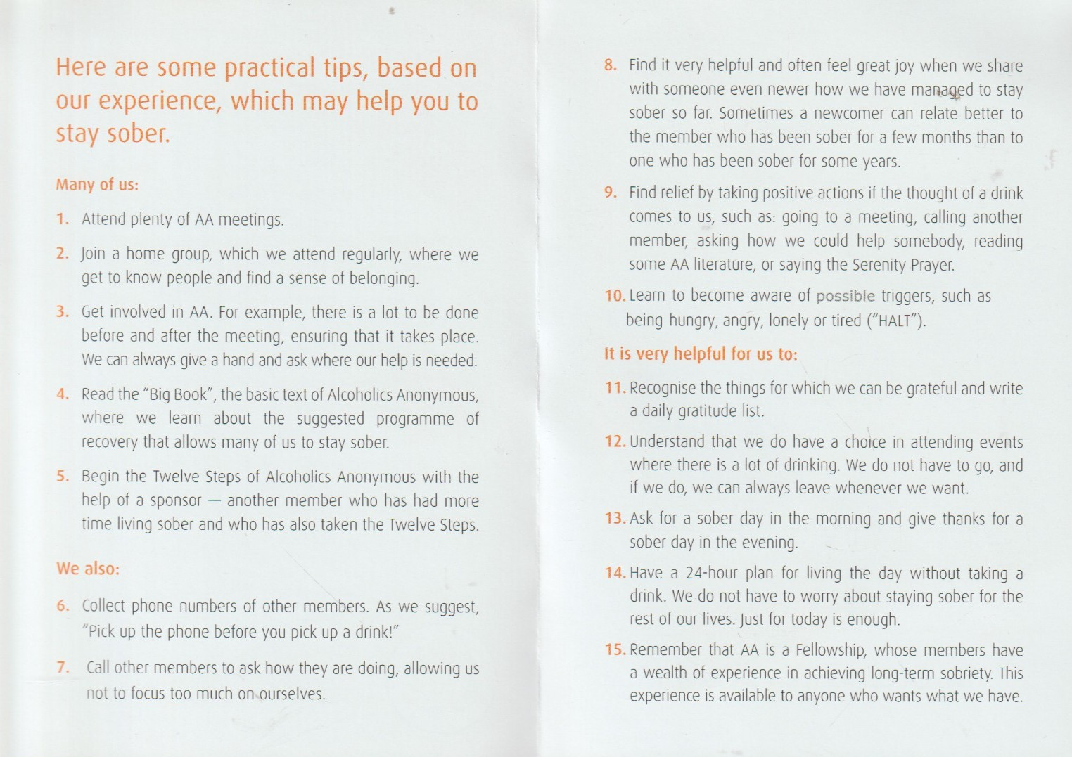 Three new Alcoholics Anonymous leaflets, 2 single-fold, 1 bi-fold, Great Britain