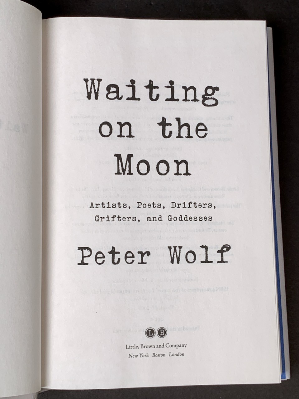 Waiting on the Moon: A Memoir by Peter Wolf – First Edition – LIKE NEW