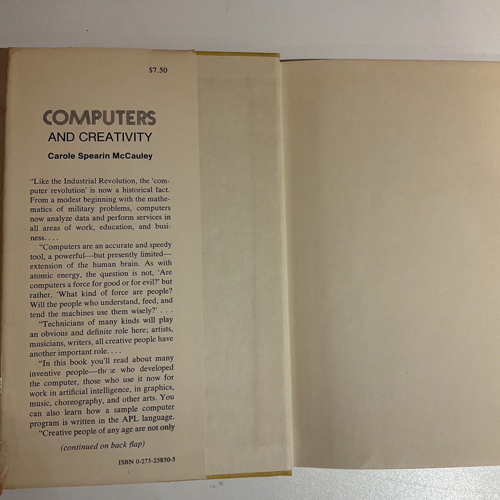 Computers and Creativity – Carole Spearin McCauley – Hardcover – 1974