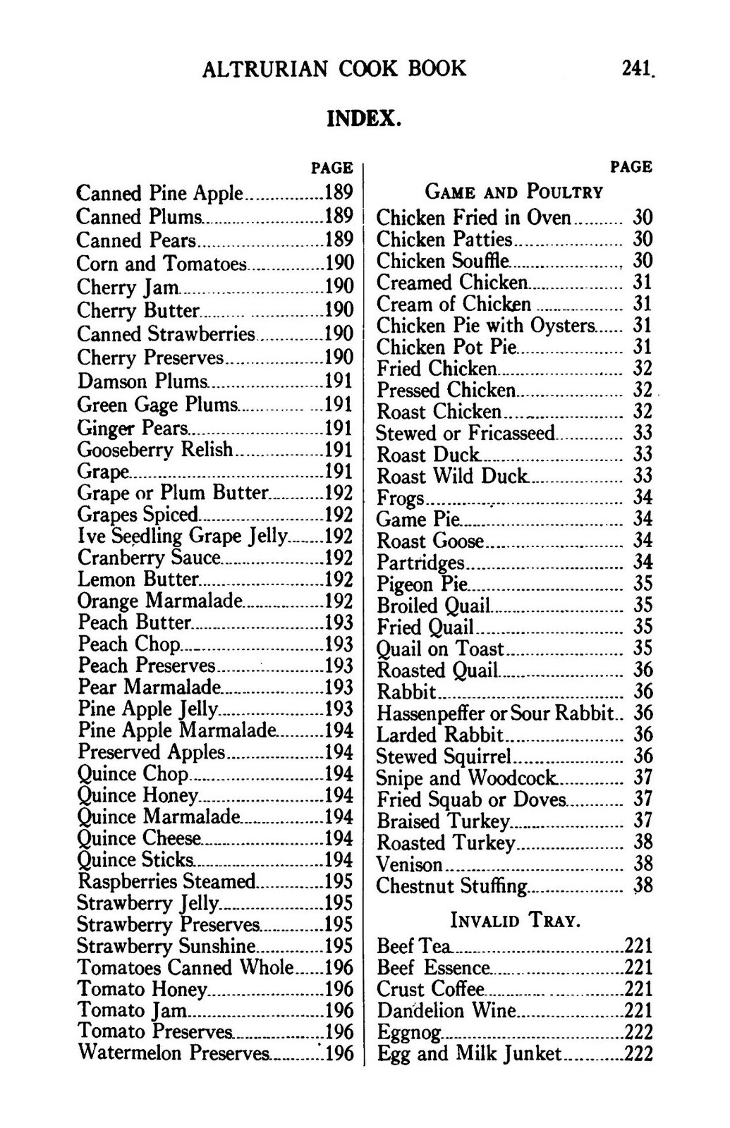 1910 The Altrurian Vintage Cook Book 243 Pages