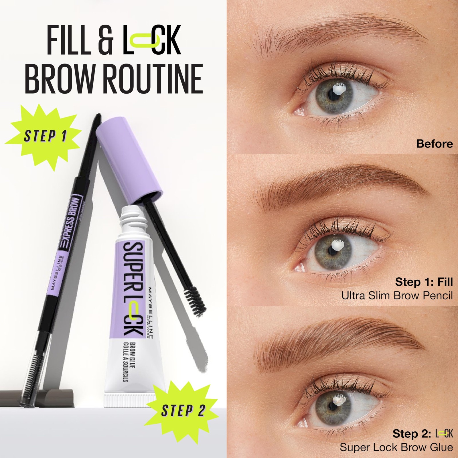 Maybelline Super Lock Brow Glue Eyebrow 0.23 Fl Oz (Pack of 1), 253 Taupe