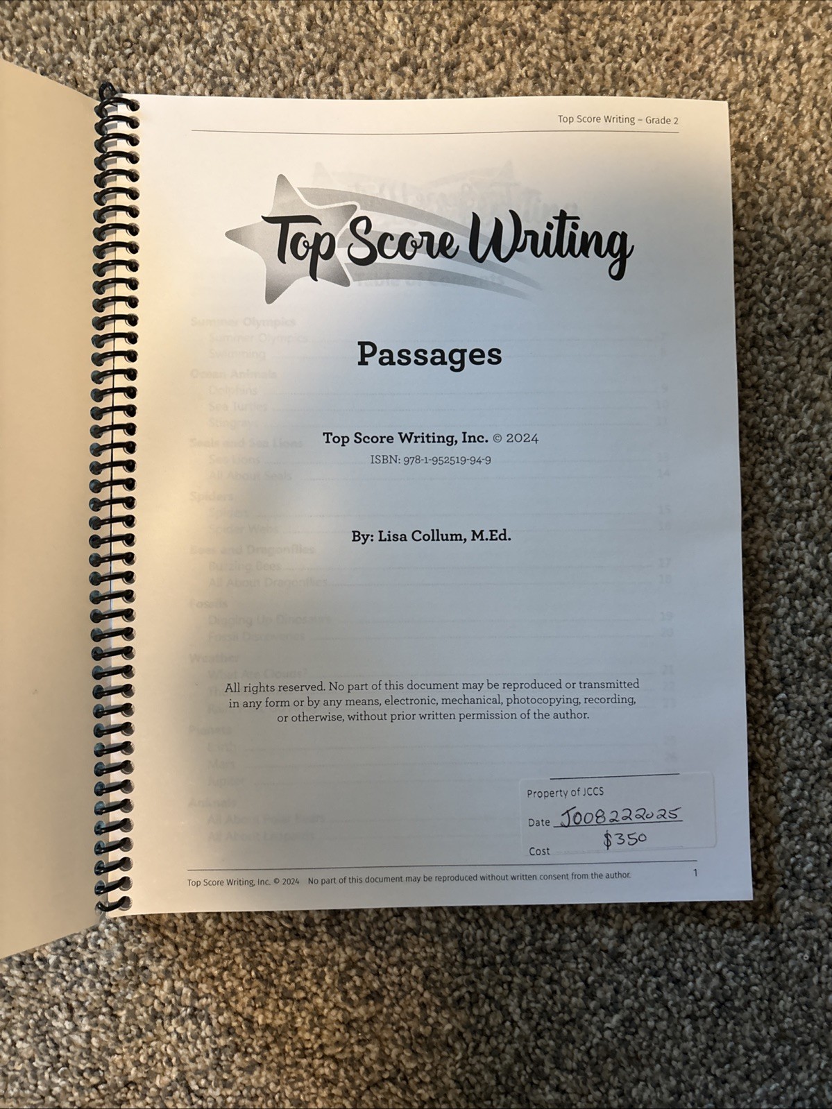 Top Score Writing Grade 2 Student Passages
