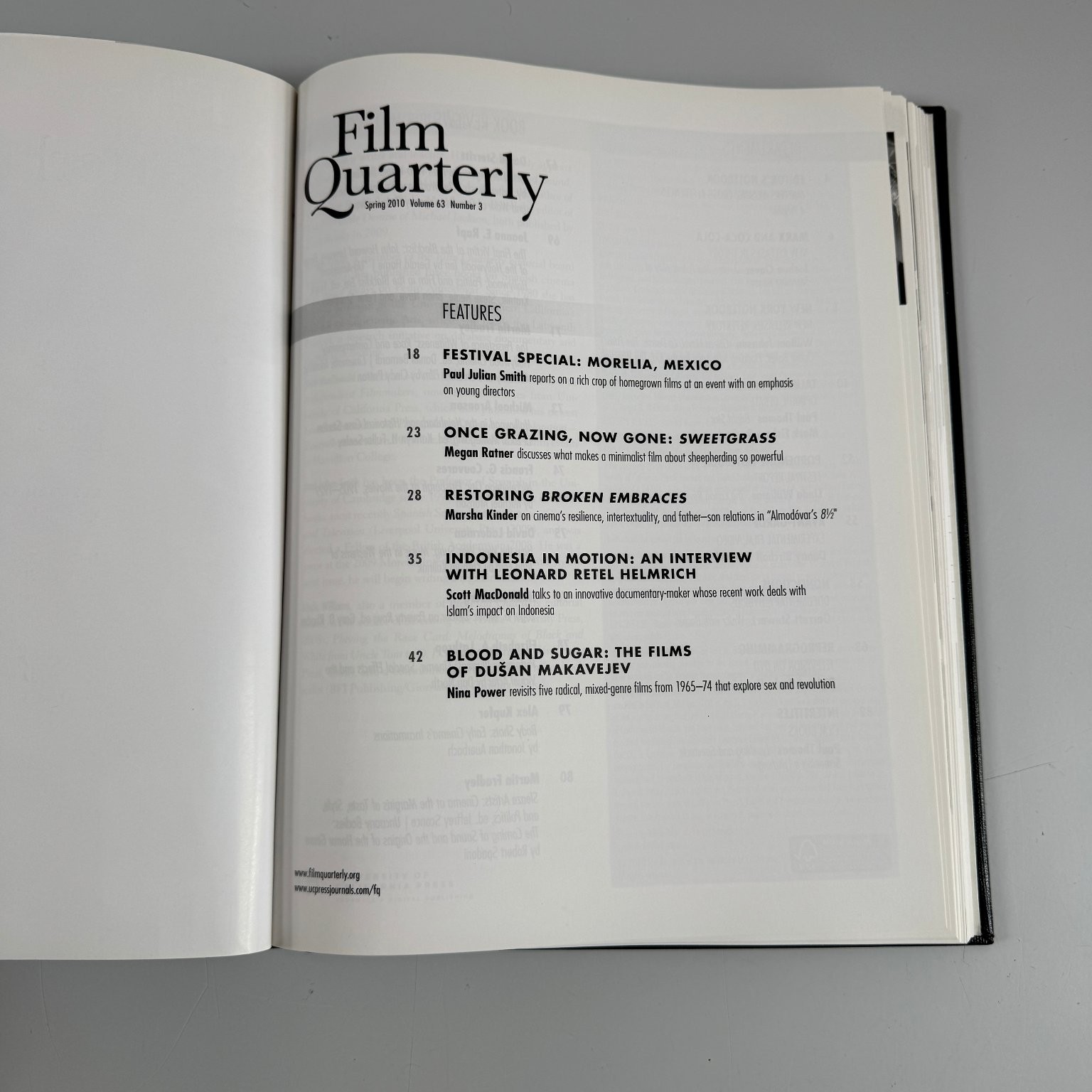 Film Quarterly Magazine Lot 2009-2010 Volumes 62 63 Film Culture