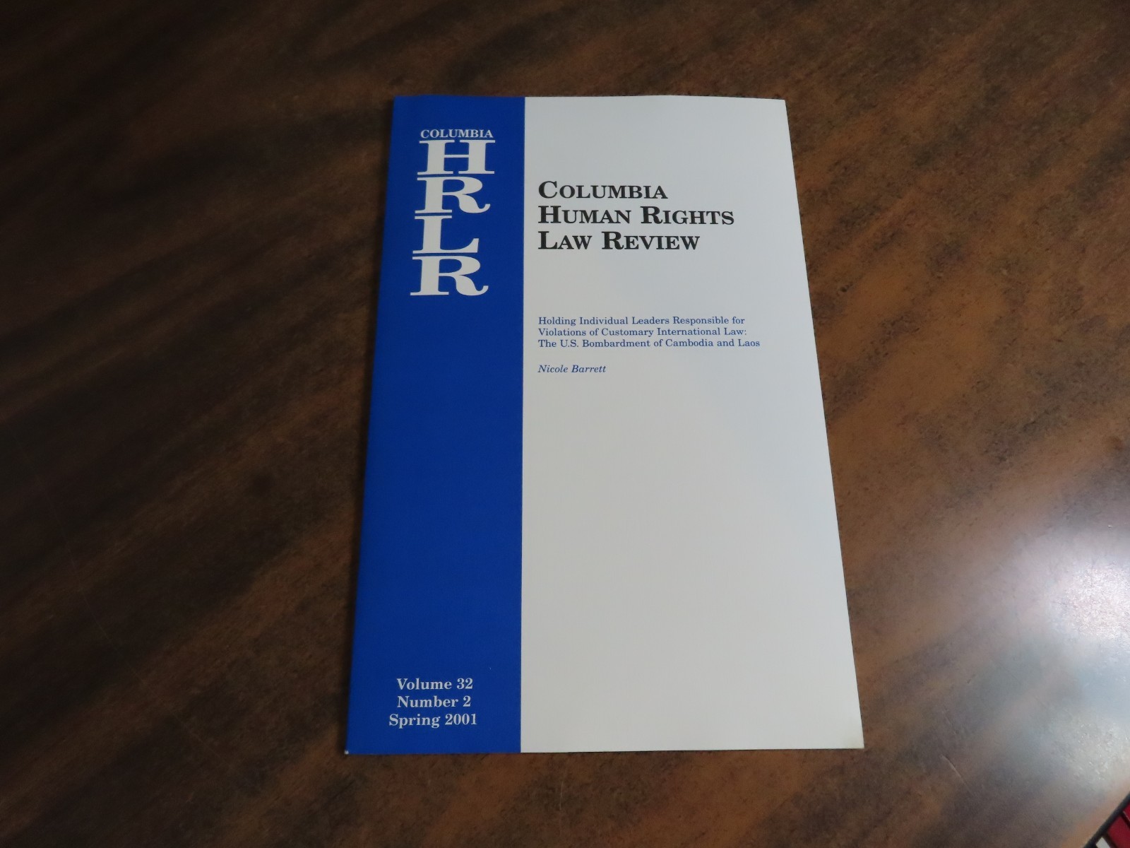 Columbia Human Rights Law Review Volume 32 Number 2 Spring 2001 Nicole Barrett