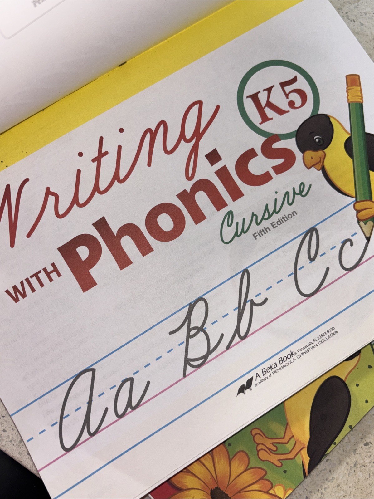 A Beka Book Writing with Phonics K5 Manuscript Fifth Edition Workbook Penmanship