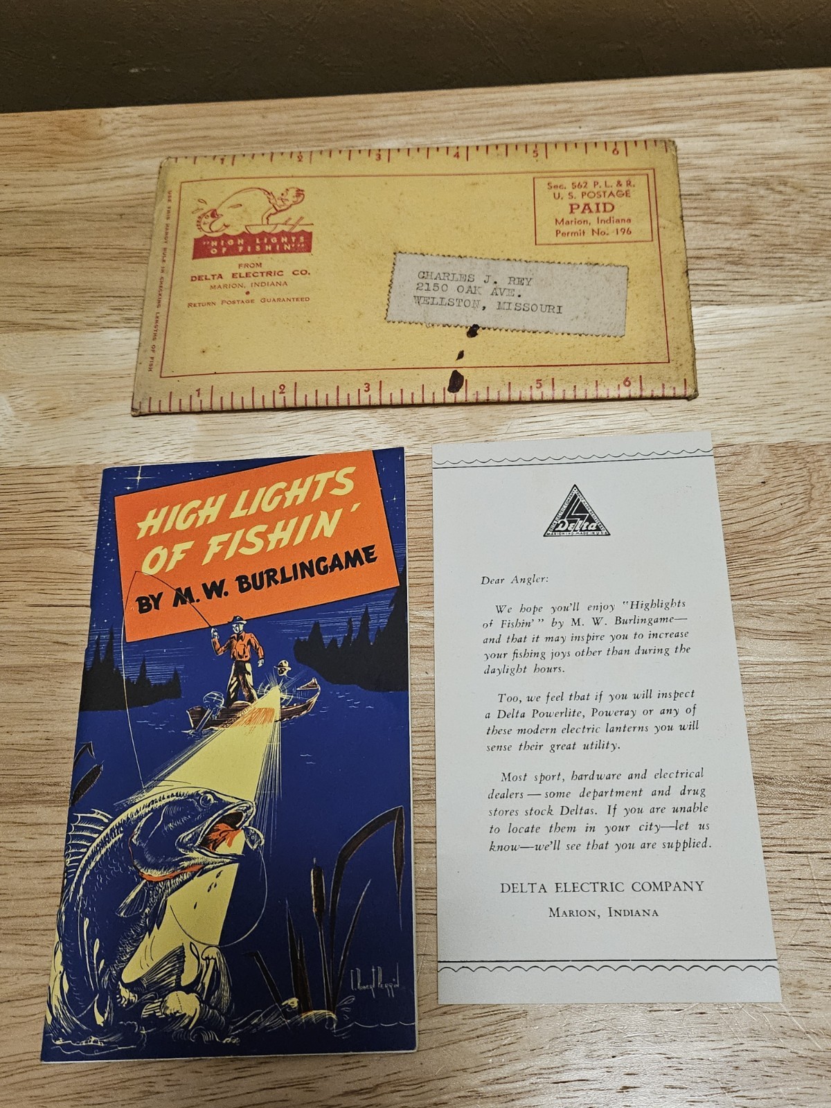 Delta High Lights Of Fishin’ By M. W. Burlingame W/Original Mailer 1941