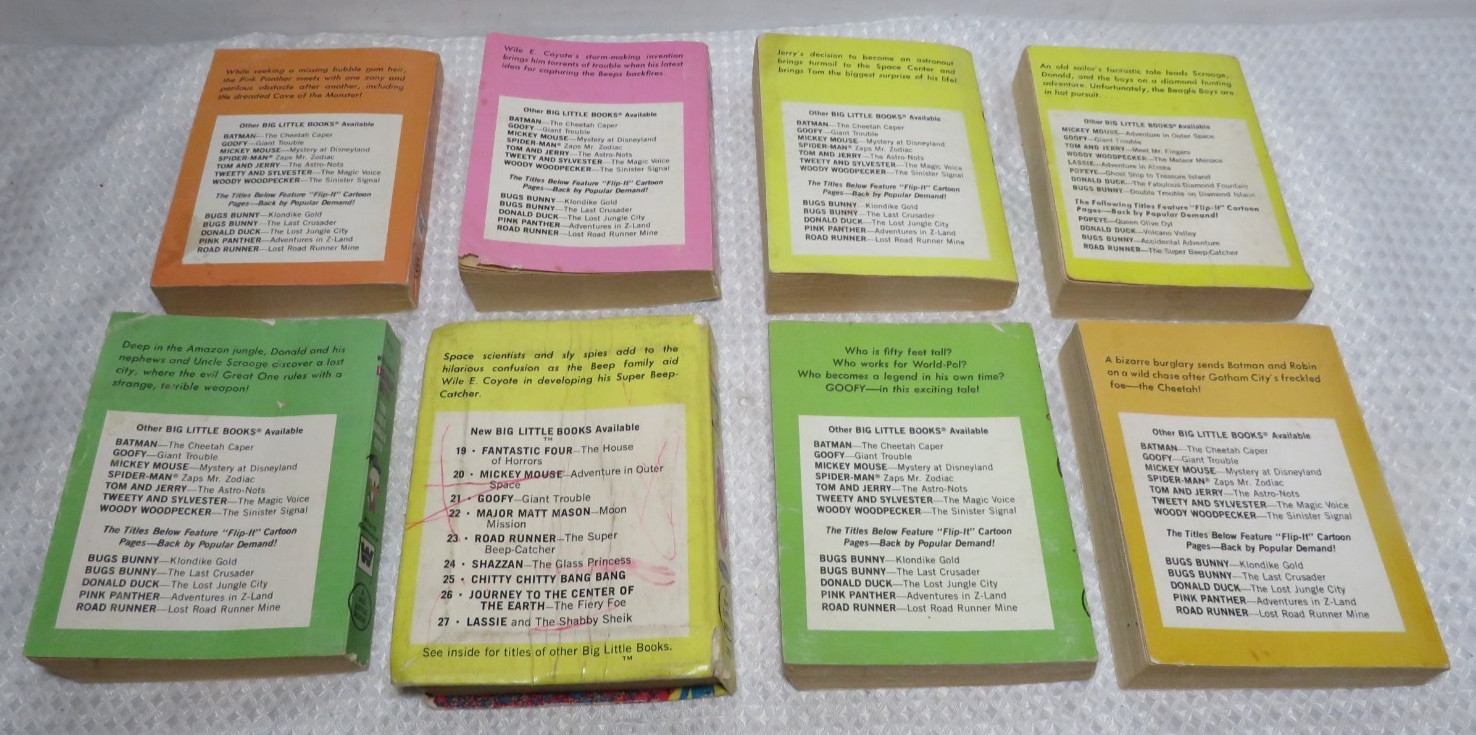 Vintage Lot of 8 Whitman Big Little Books 1967-1975 EXCELLENT Condition