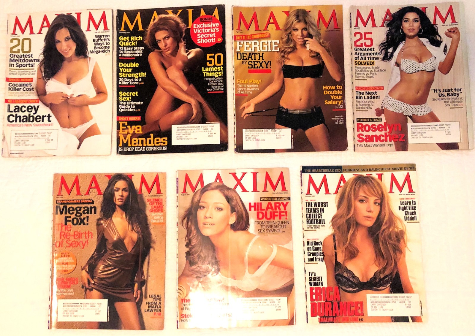 Lot of 7 2007 Maxim Magazines! Issues #109. 110, 112, 113, 115, 116, & 118! LQQK