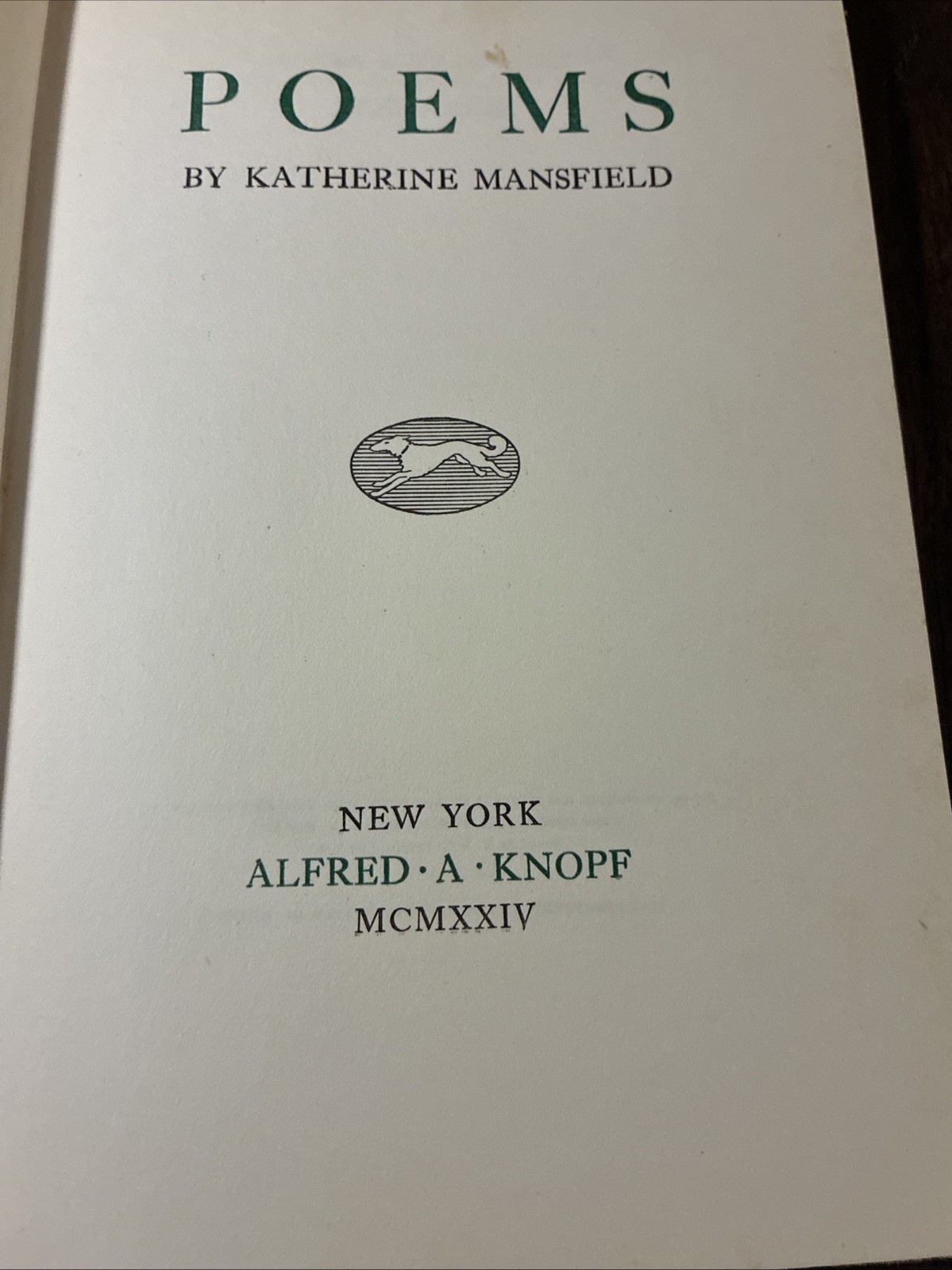 Poems Mansfield, Katherine Alfred A. Knopf, New York, 1924 First Edition HBDJp